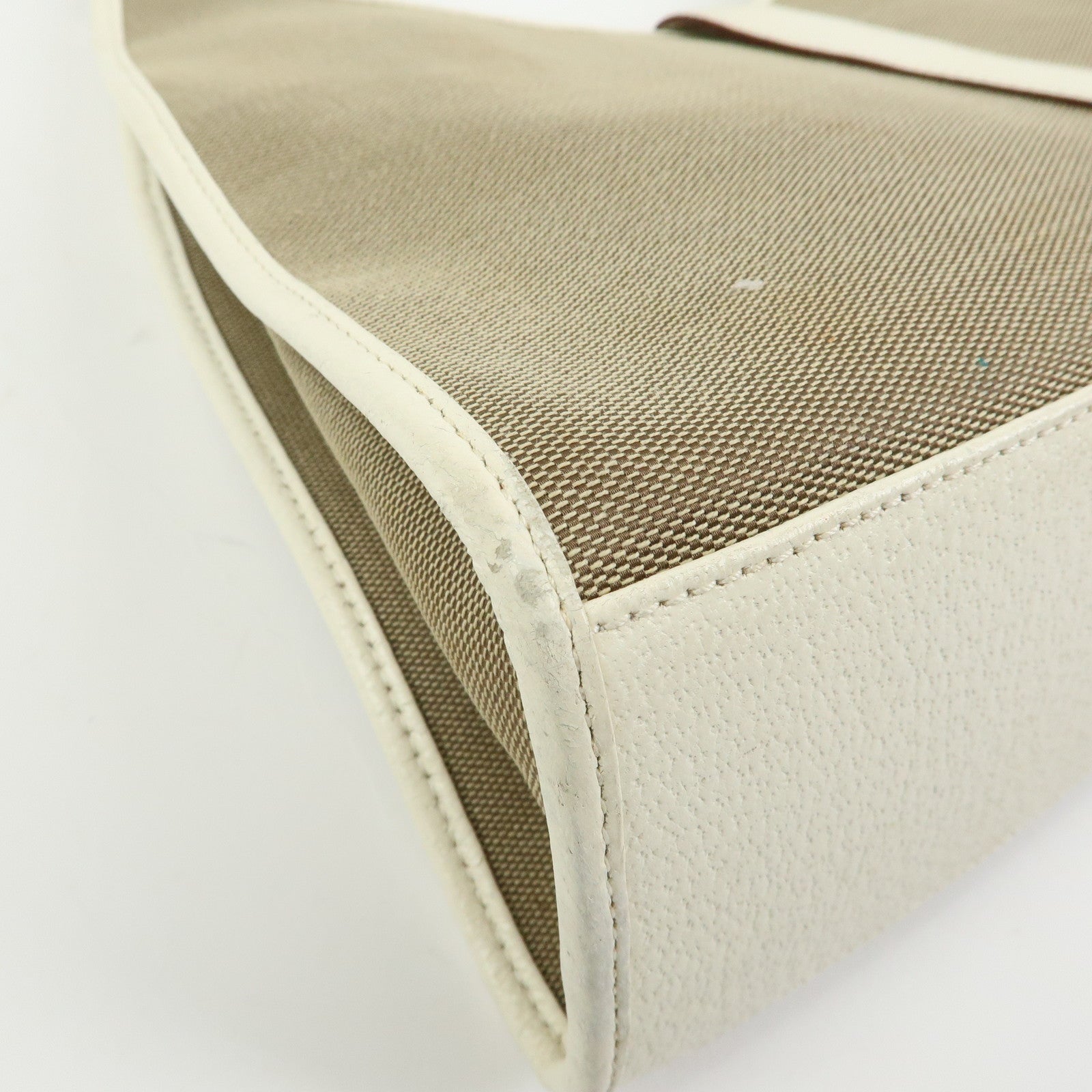 GUCCI Jackie Canvas Leather Shoulder Bag Hand Bag Beige 002.1067