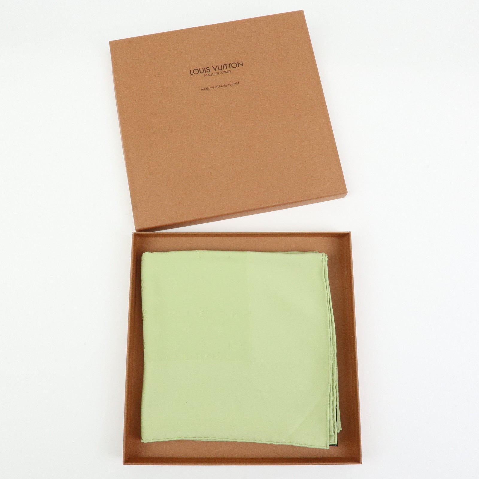 Louis Vuitton Monogram Silk 100% Scarf 85x85 Light Green
