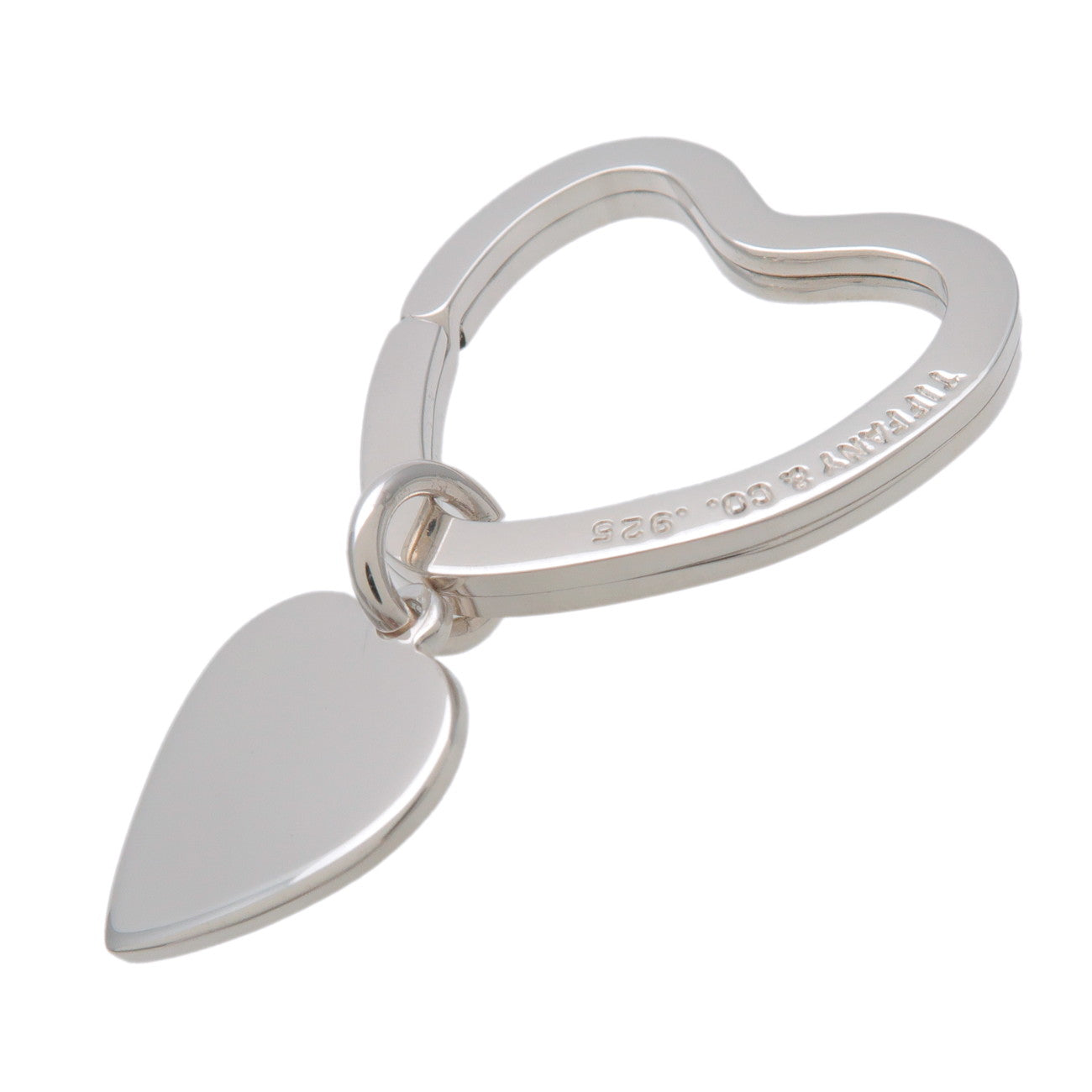 Tiffany & Co Open Heart Bag Charm Key Chain SV925 Silver