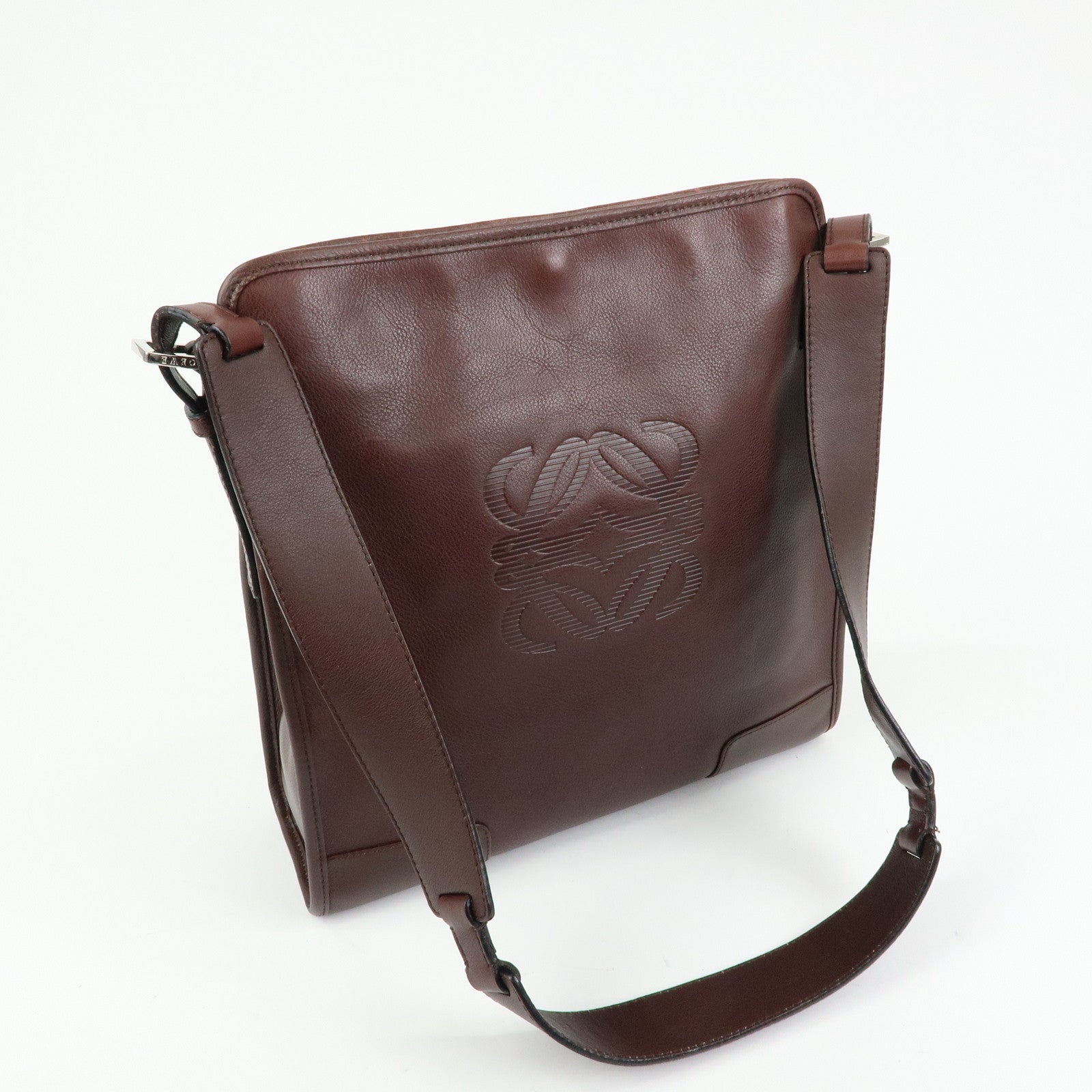 LOEWE Anagram Leather Shoulder Bag Messenger Bag Brown