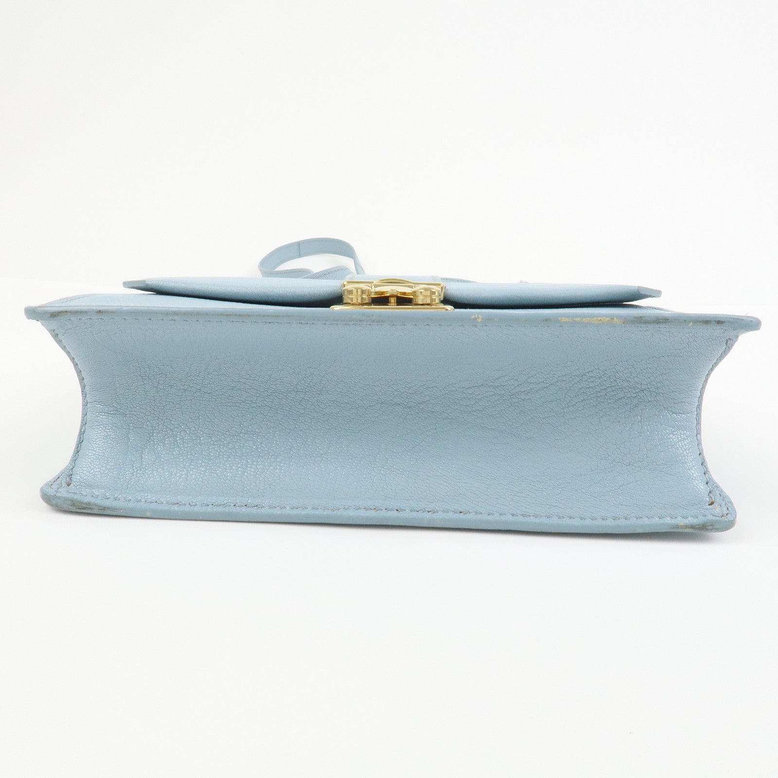 MIU MIU Leather Shoulder Bag Crossbody Bag Light Blue