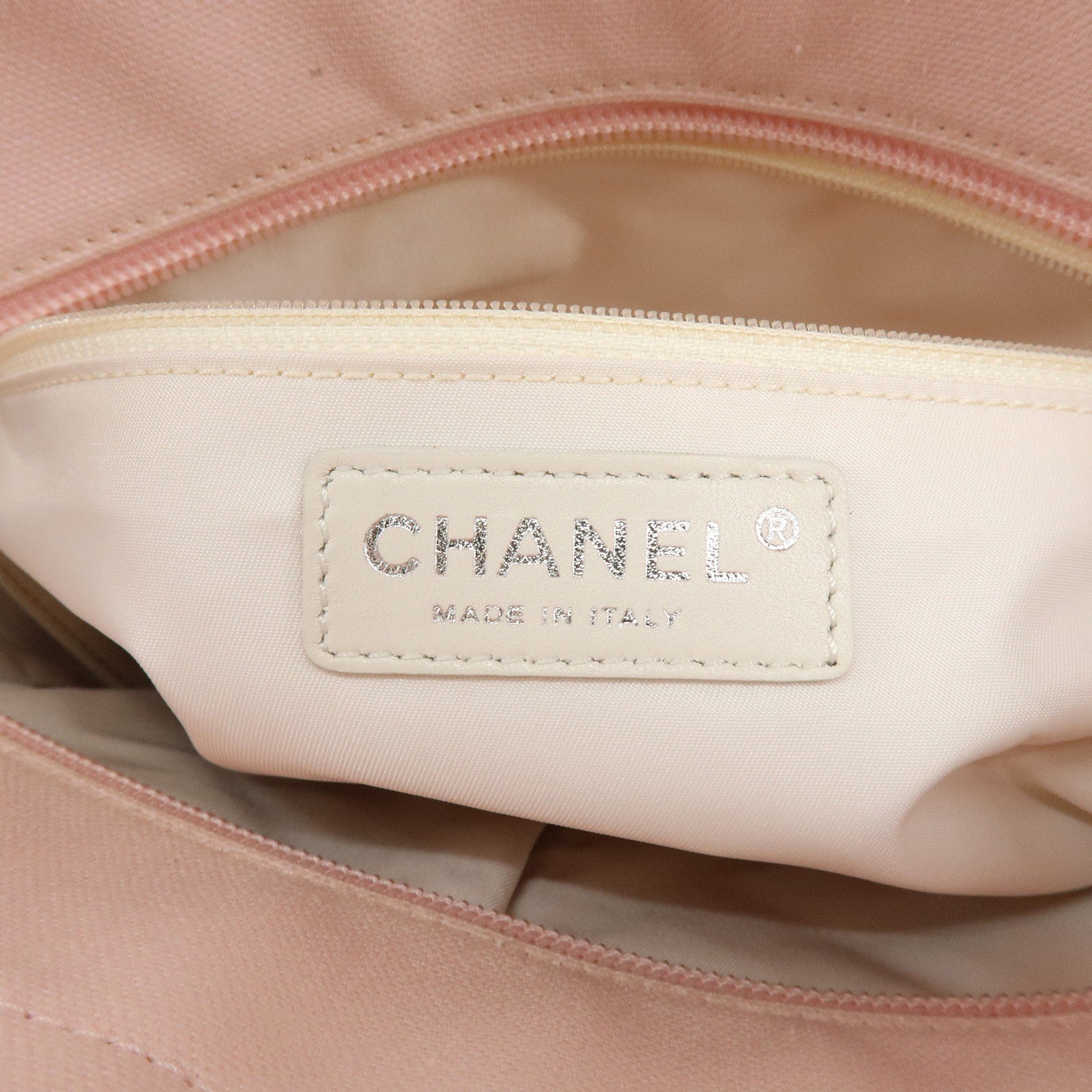 CHANEL Paris Biarritz PM Canvas Leather Tote Bag Pink A34208
