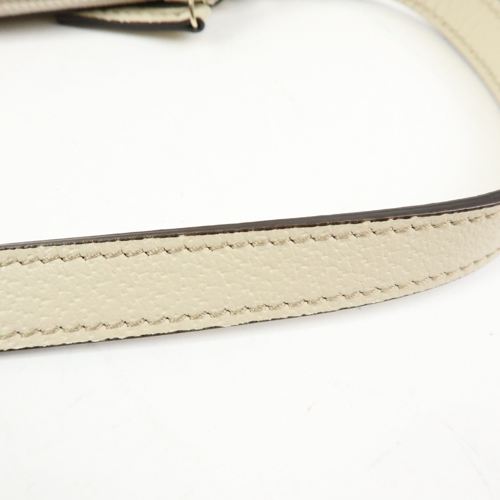 GUCCI GG Canvas Leather Accessory Pouch Hand Bag Beige White 145750