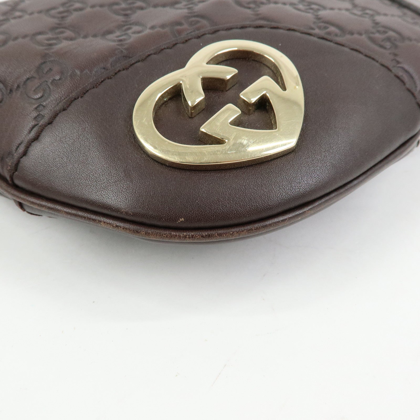 GUCCI Lovely Heart Guccissima Leather Shoulder Bag Brown 257072