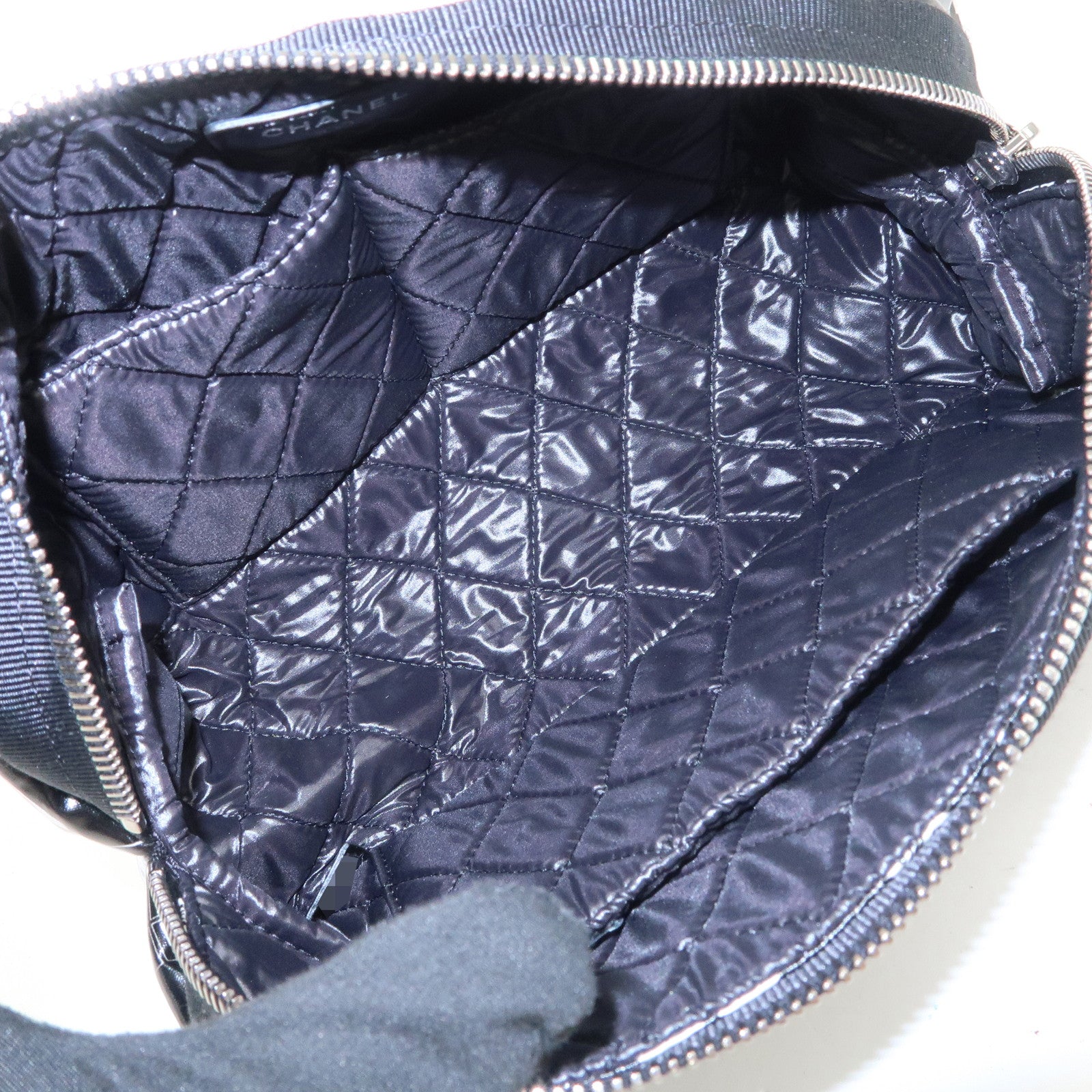 CHANEL Airline Nylon Pouch Cosmetic Pouch Black White