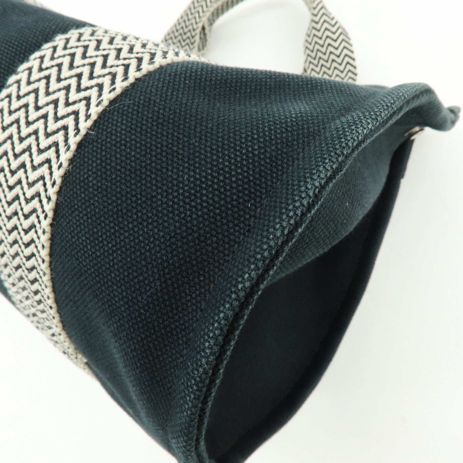 HERMES Cannes PM Canvas Tote Bag Hand Bag Black