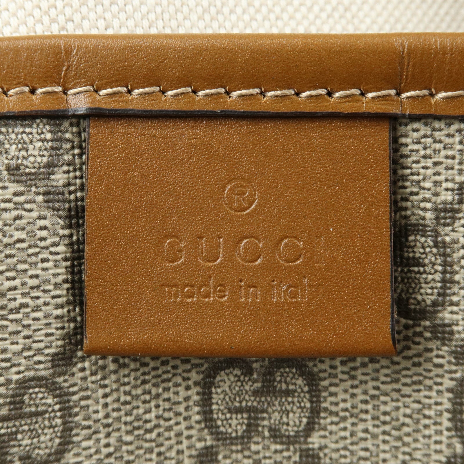 GUCCI Sherry GG Supreme Leather Tote Bag Beige Brown 211134