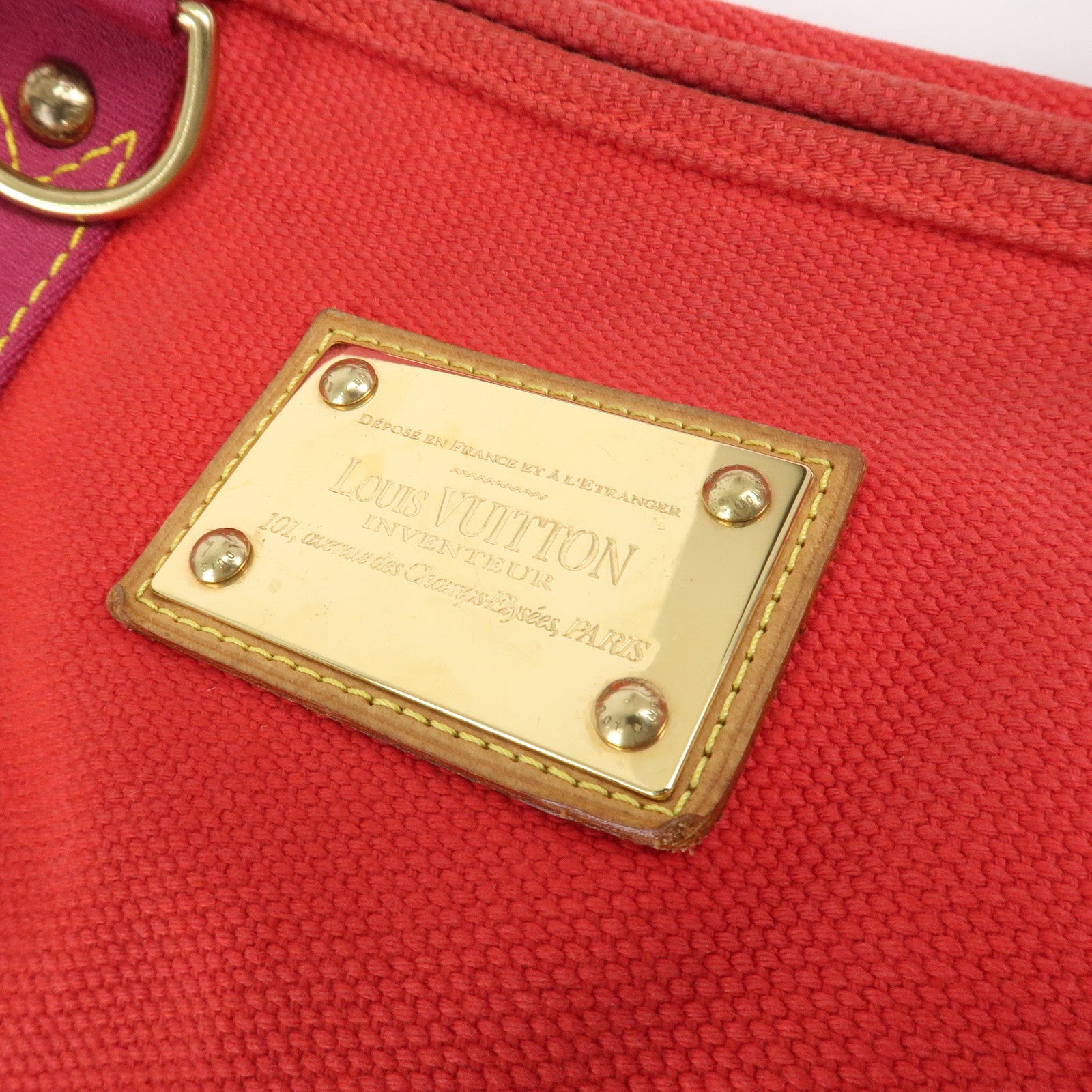 Louis Vuitton Antigua Cabas GM Canvas Shoulder Bag Rouge M40031 Used