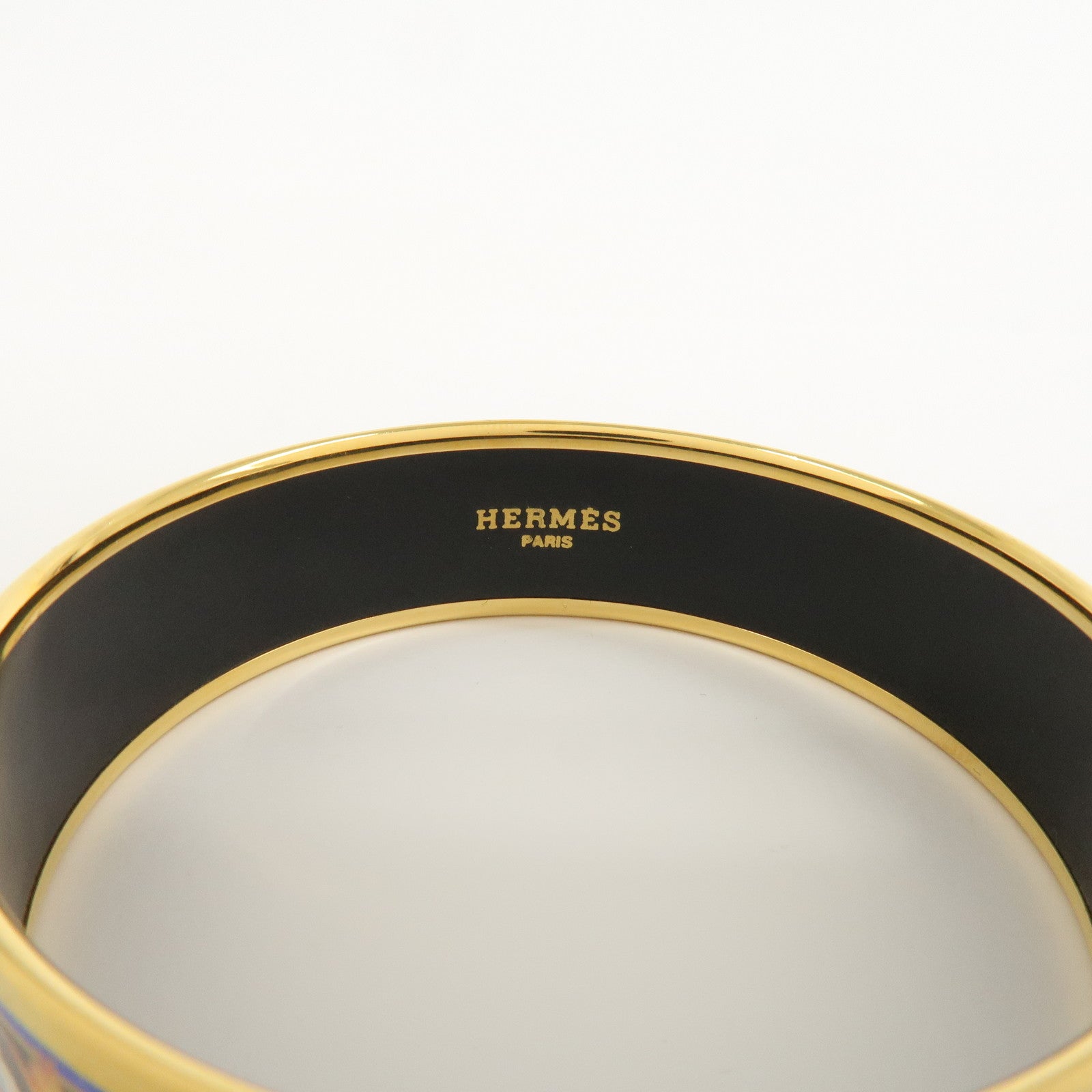 HERMES Email GM Bangle Bracelet Black Blue