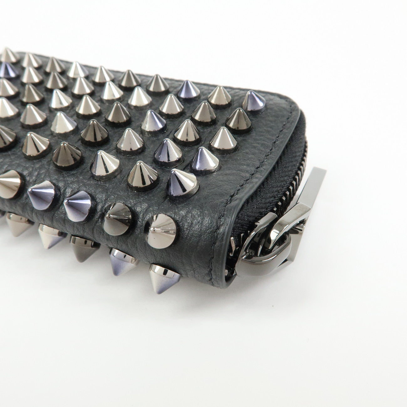 Christian Louboutin Leather Panettone Studs Key Case Black