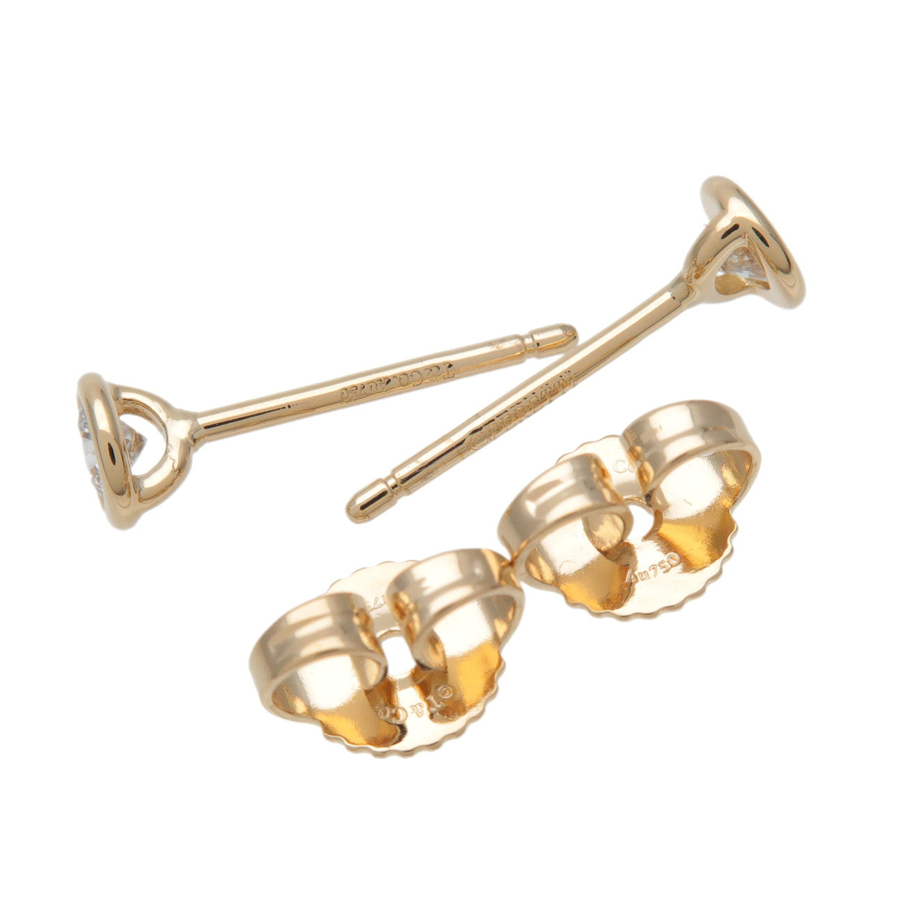 Tiffany & Co By the Yard Diamond Earrings 0.16ct K18YG Yellow Gold
