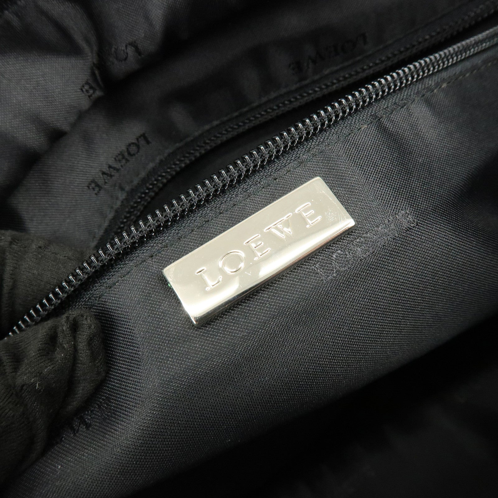 LOEWE Anagram Leather Amazona 36 Hand Bag Boston Bag Black