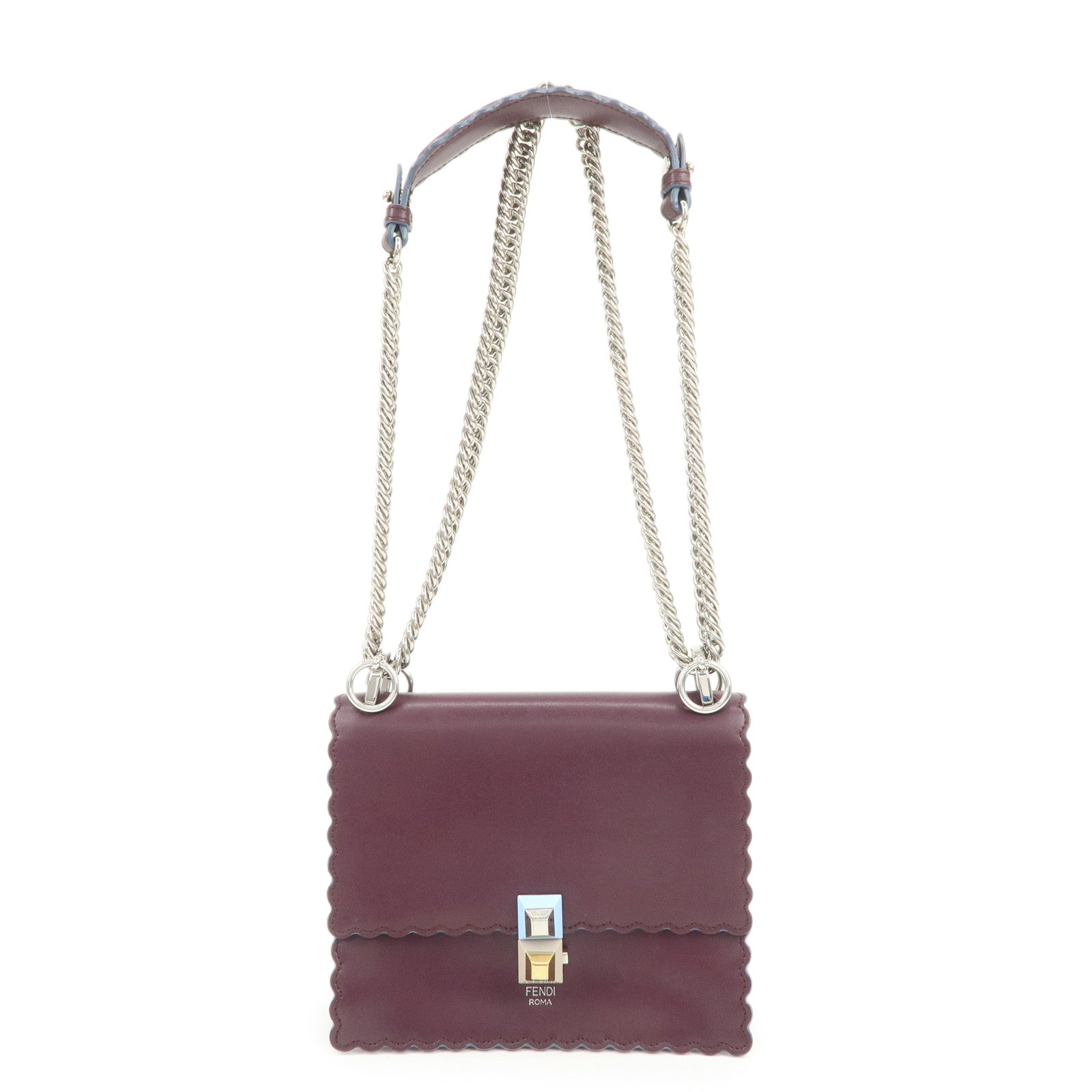 FENDI Mini Kan I Chain Shoulder Bag Crossbody Bag Purple 8M0381