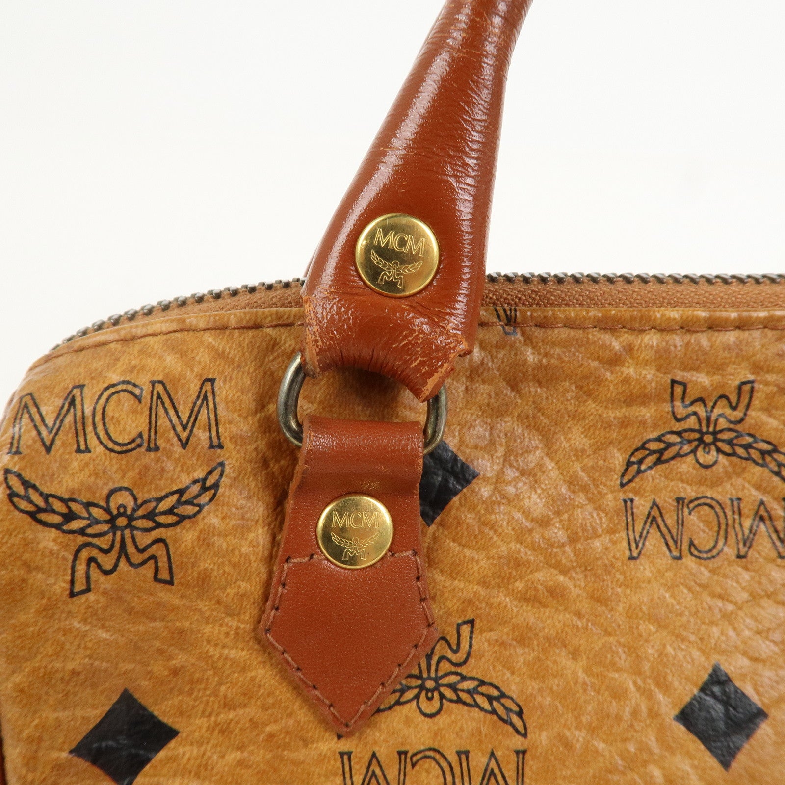 MCM Visetos Leather 2Way Mini Boston Hand Shoulder Crossbody Bag
