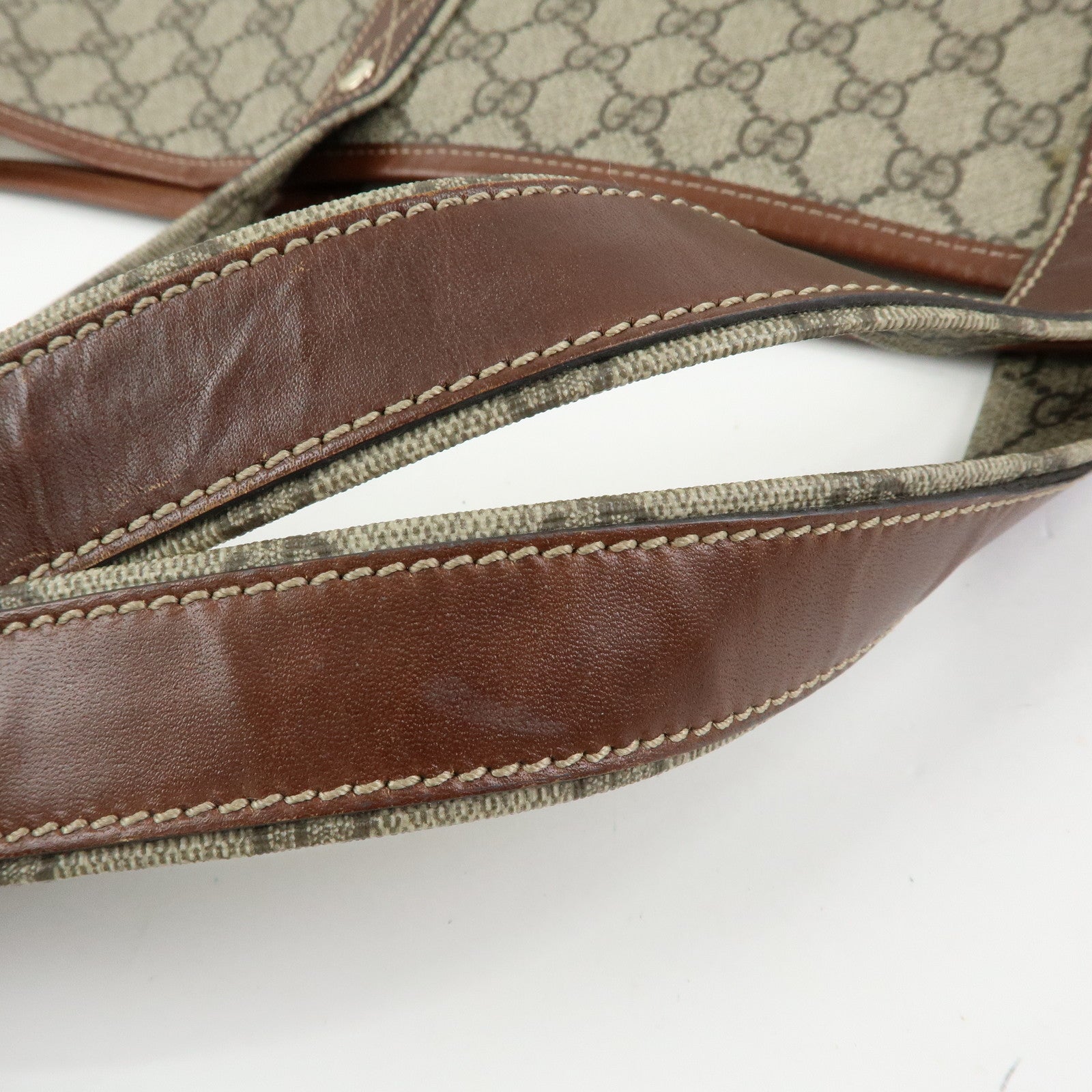 GUCCI GG Supreme Leather Sherry Tote Bag Beige Brown 211134