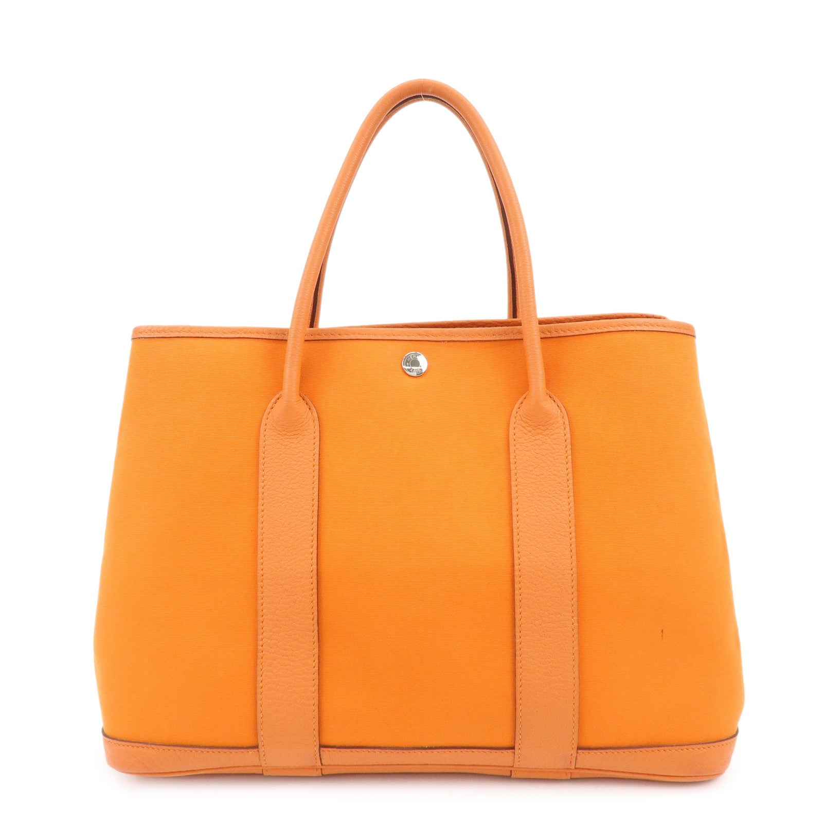 HERMES Garden Party PM Toile Officier Leather □Q Stamped Tote Bag