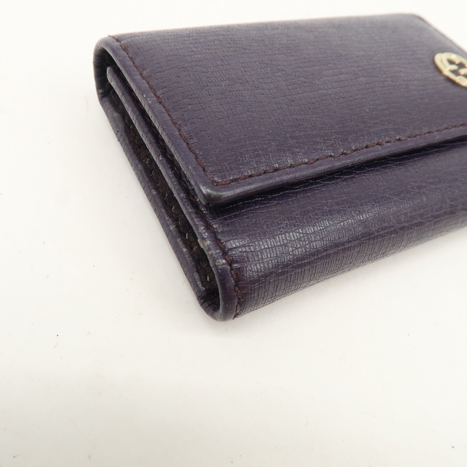 GUCCI Interlocking G Leather 6 Rings Key Case Purple 309706