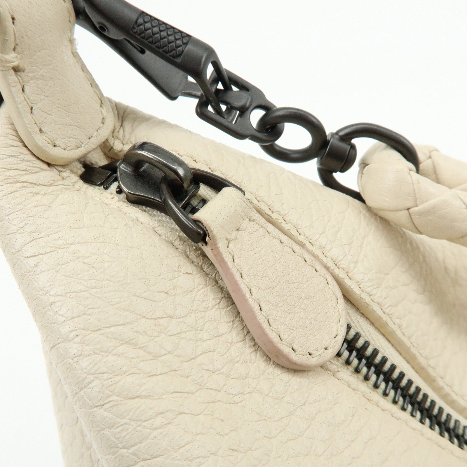 BOTTEGA VENETA Leather Shoulder Bag Hand Bag Ivory