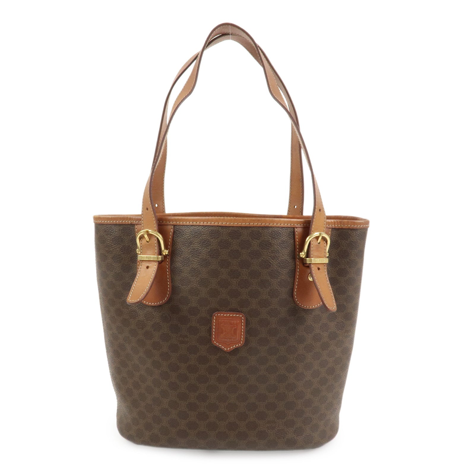 CELINE Macadam PVC Leather Tote Bag Hand Bag Brown