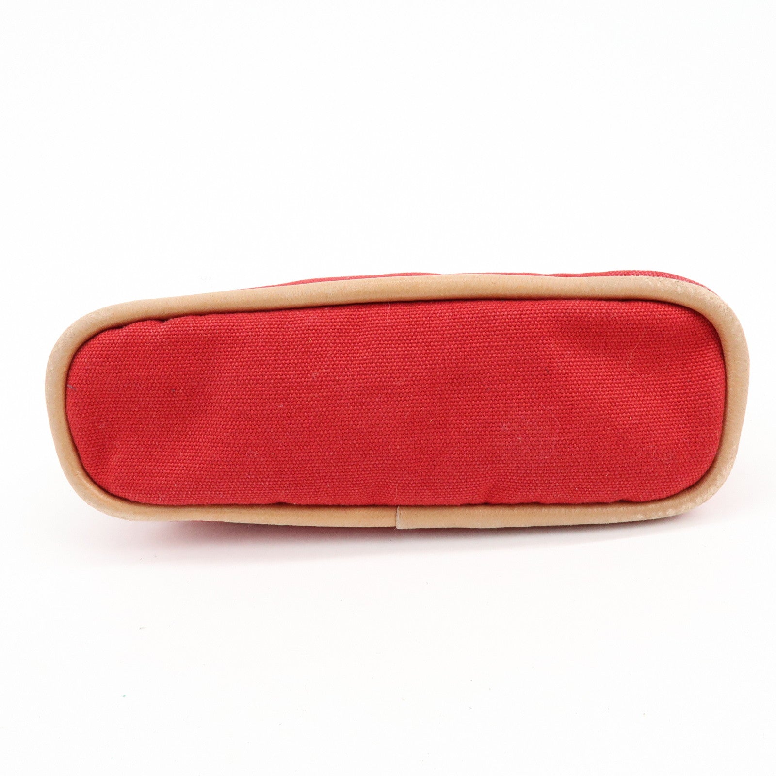 HERMES Bolide Set of 2 Canvas Leather Cosmetic Pouch Pink Red