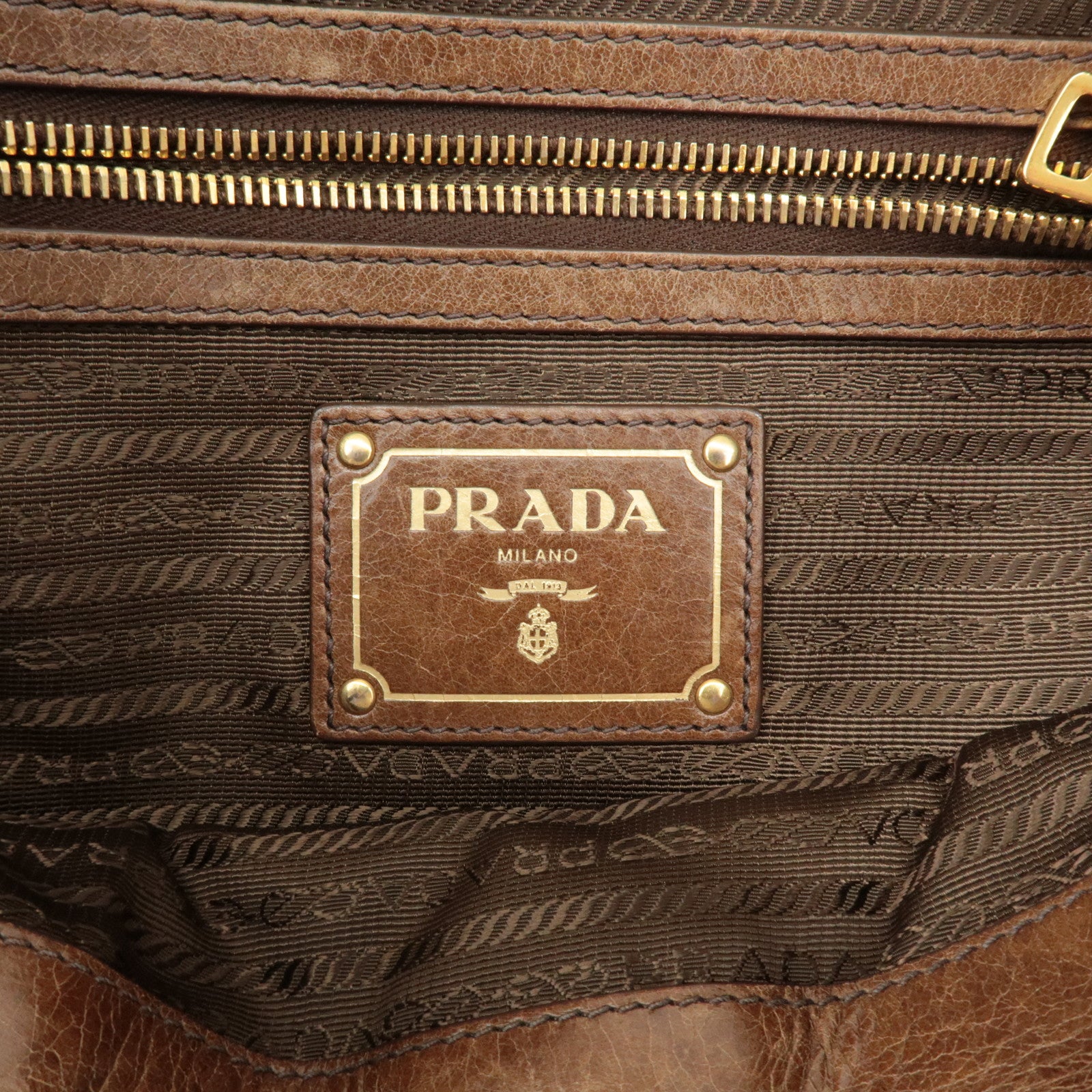 PRADA Logo Leather 2Way Bag Tote Bag Shoulder Bag Brown BL0727 Used