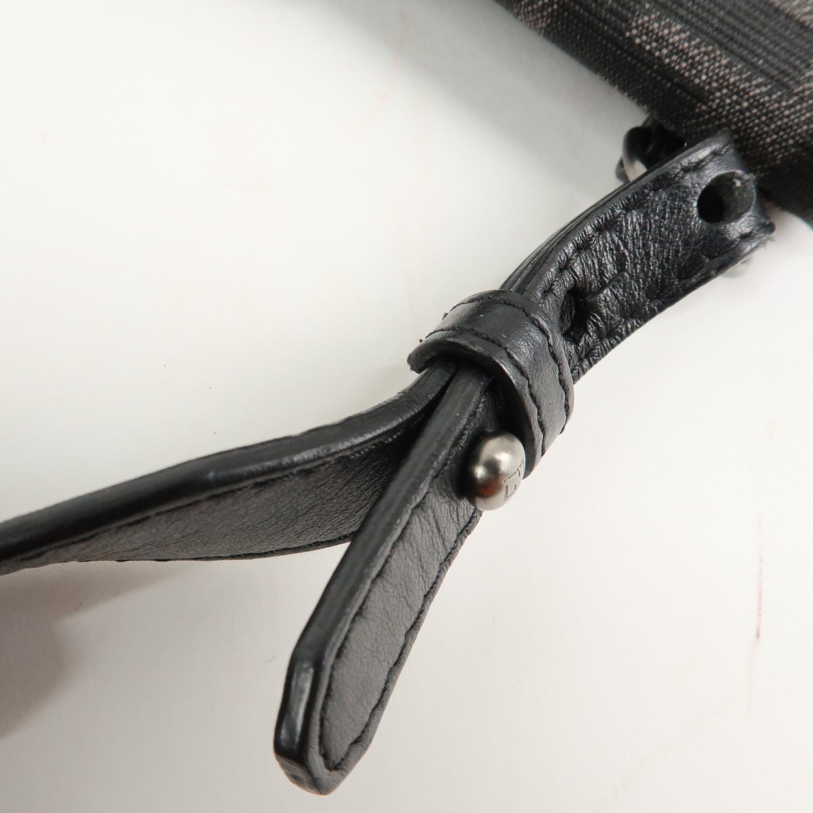 FENDI Zucca Leather Canvas Baguette Slim Clutch Bag Black 7M0295 Used