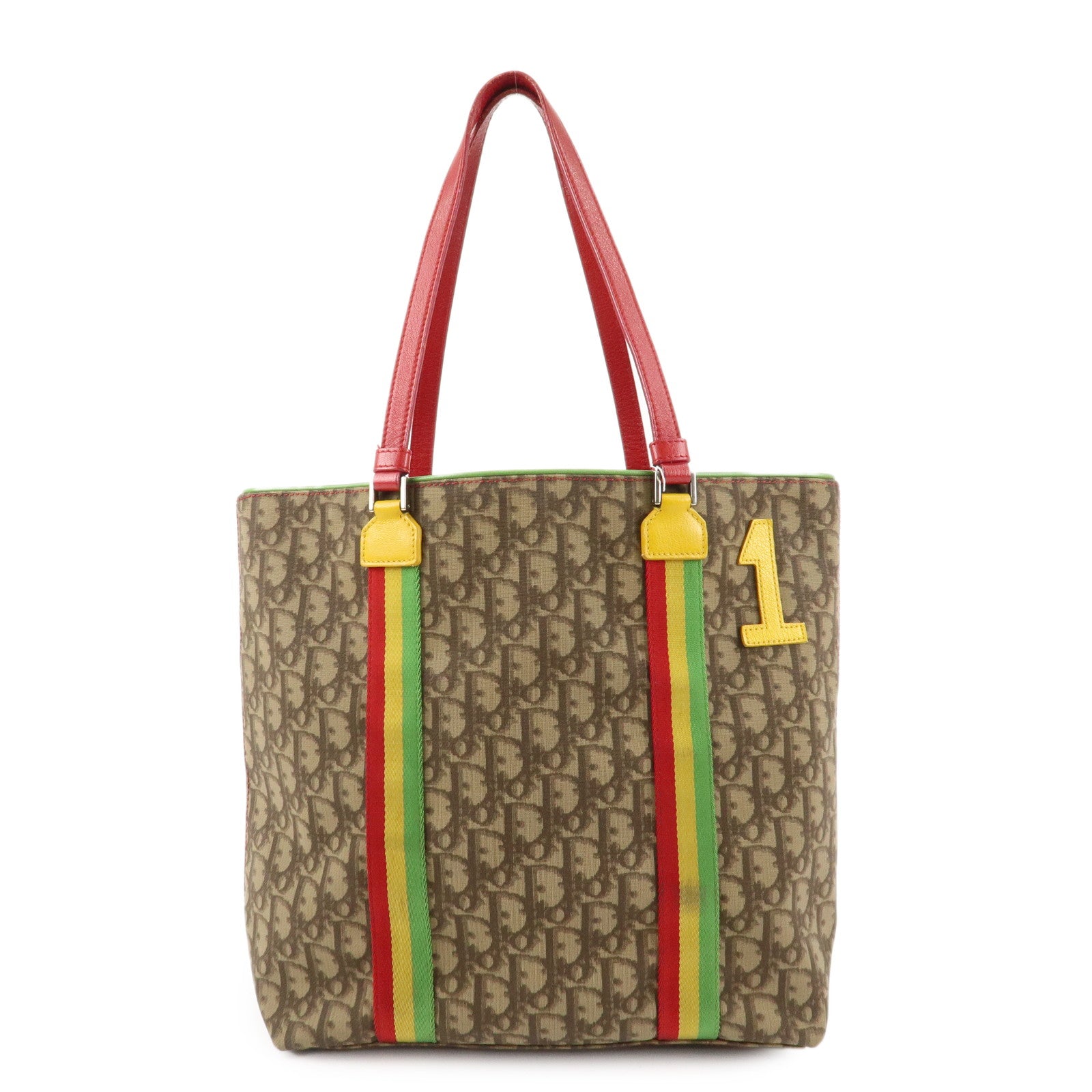 Christian Dior Rasta Line Trotter PVC Leather Tote Bag Hand Bag Brown Used