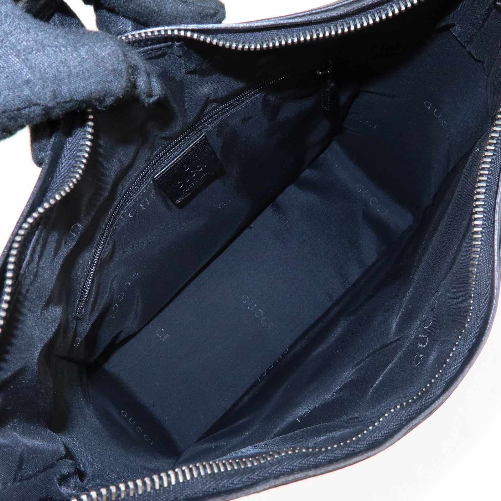 GUCCI Leather Shoulder Bag Hand Bag Black 001・3766