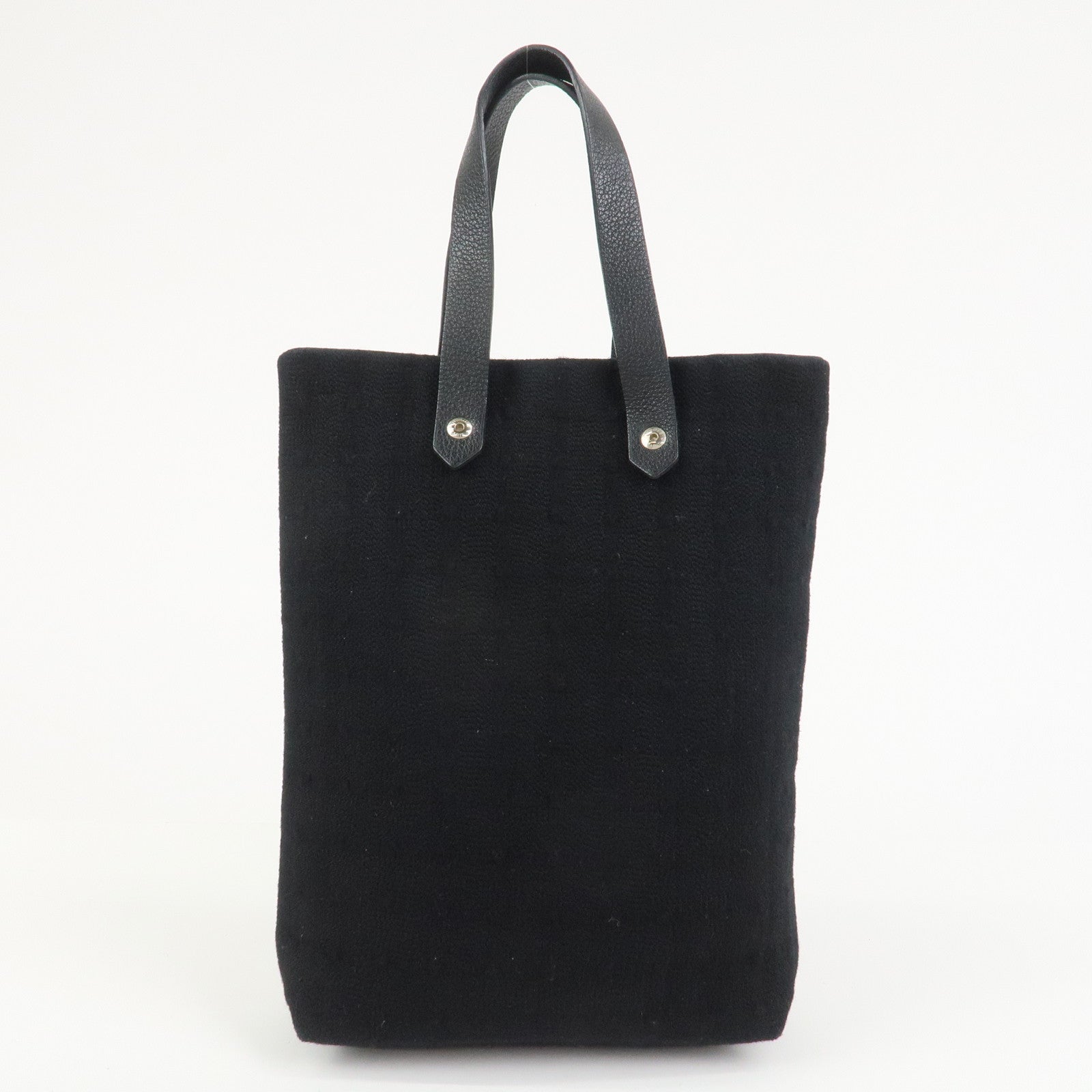 HERMES Amedaba PM Canvas Leather Tote Bag Hand Bag Black