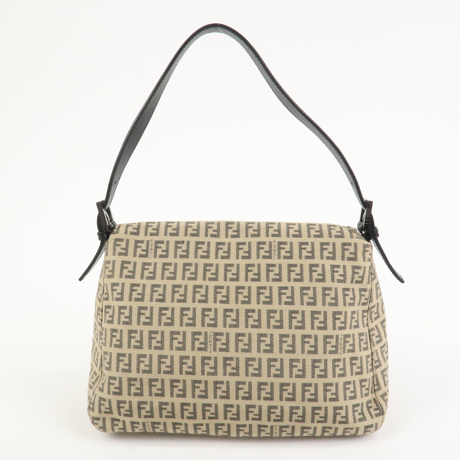 FENDI Zucchino Mamma Baguette Canvas Leather Shoulder Bag 8BR001