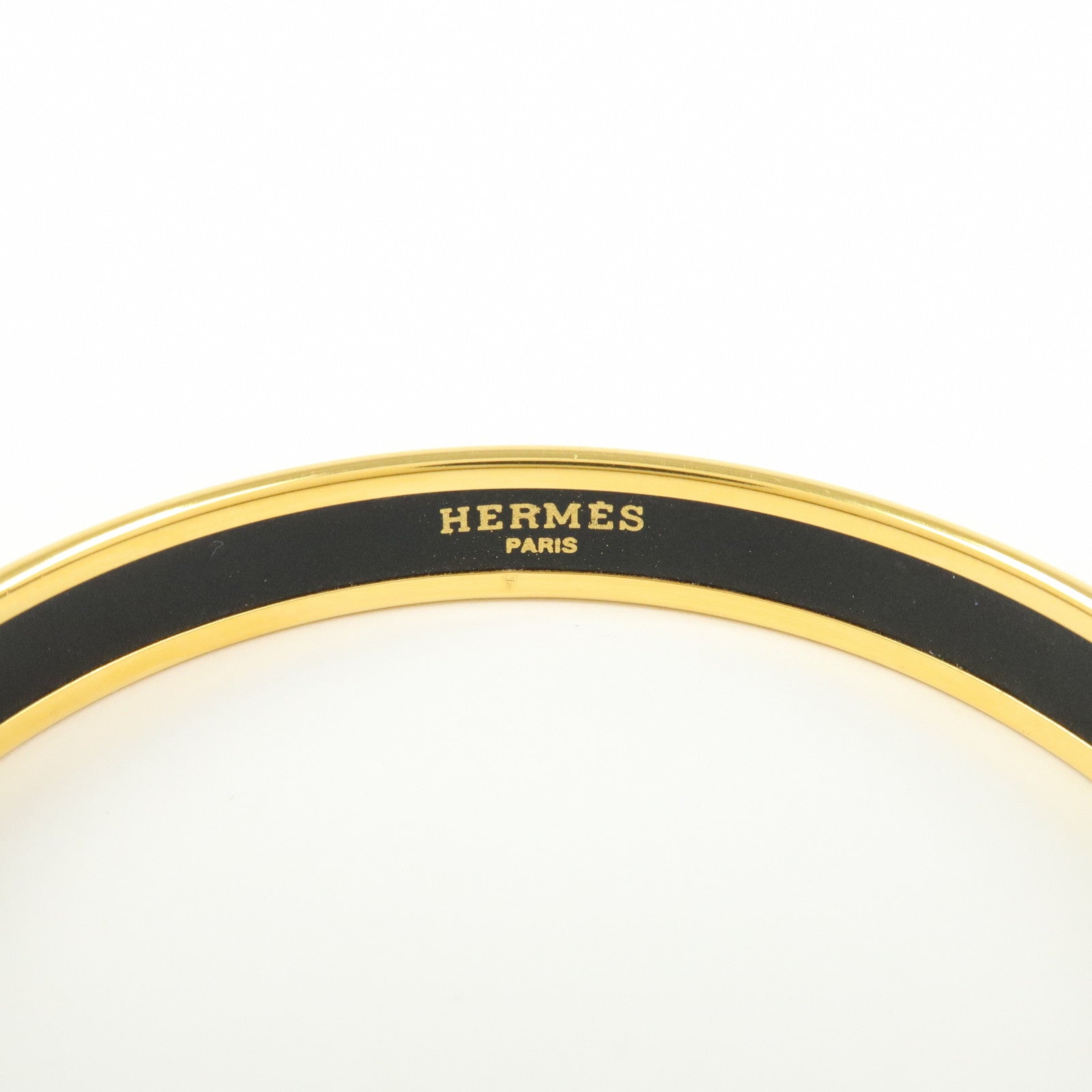 HERMES Email PM Gold Plated Bracelet Bangle Light Green Orange Gold