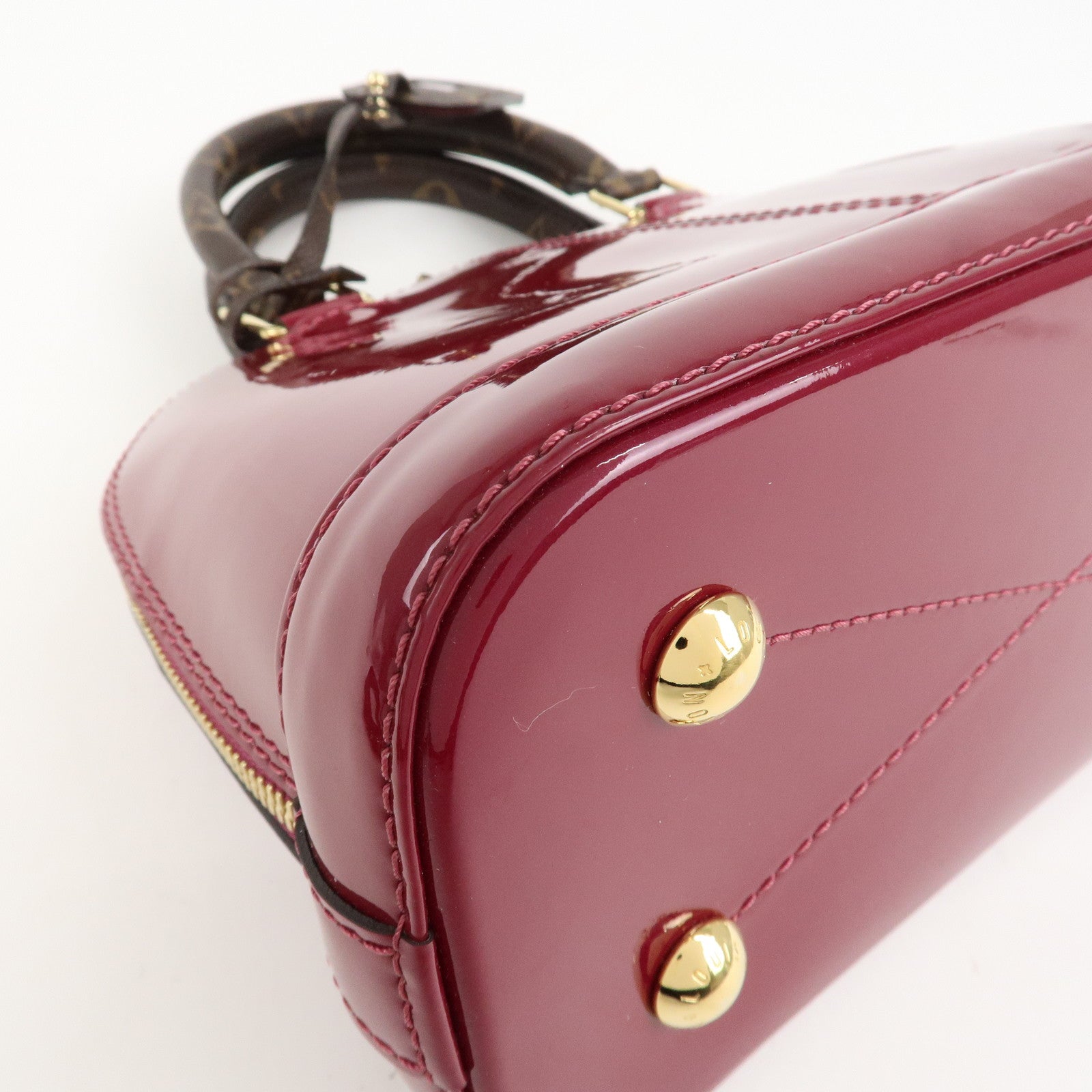 Louis Vuitton Monogram Vernis Alma BB 2Way Hand Bag Magenta M54785 Used
