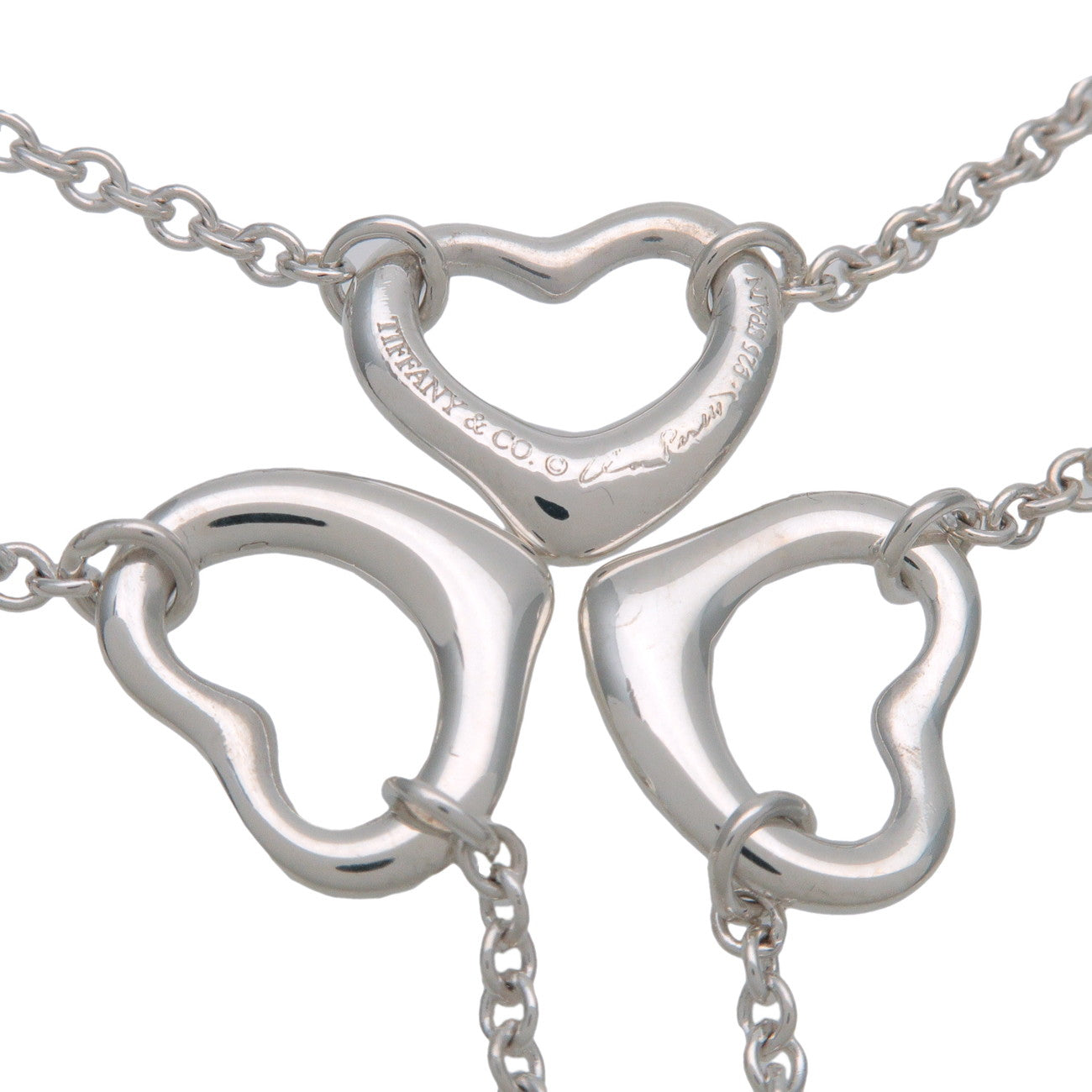 Tiffany & Co 3P Open Heart Bracelet SV925 Silver