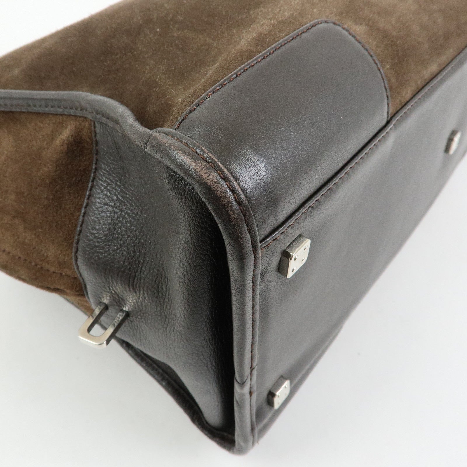 LOEWE Anagram Amazona36 Suede Leather Hand Bag Boston Bag Brown