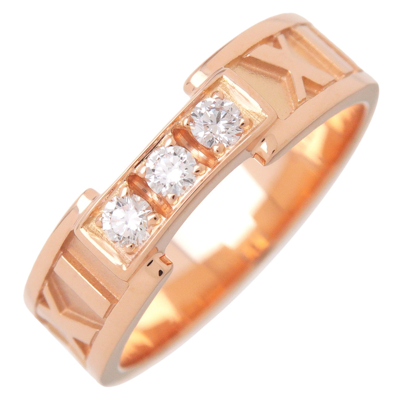 Tiffany & Co Atlas 3P Diamond Ring K18PG 750PG Rose Gold US6 EU51.5