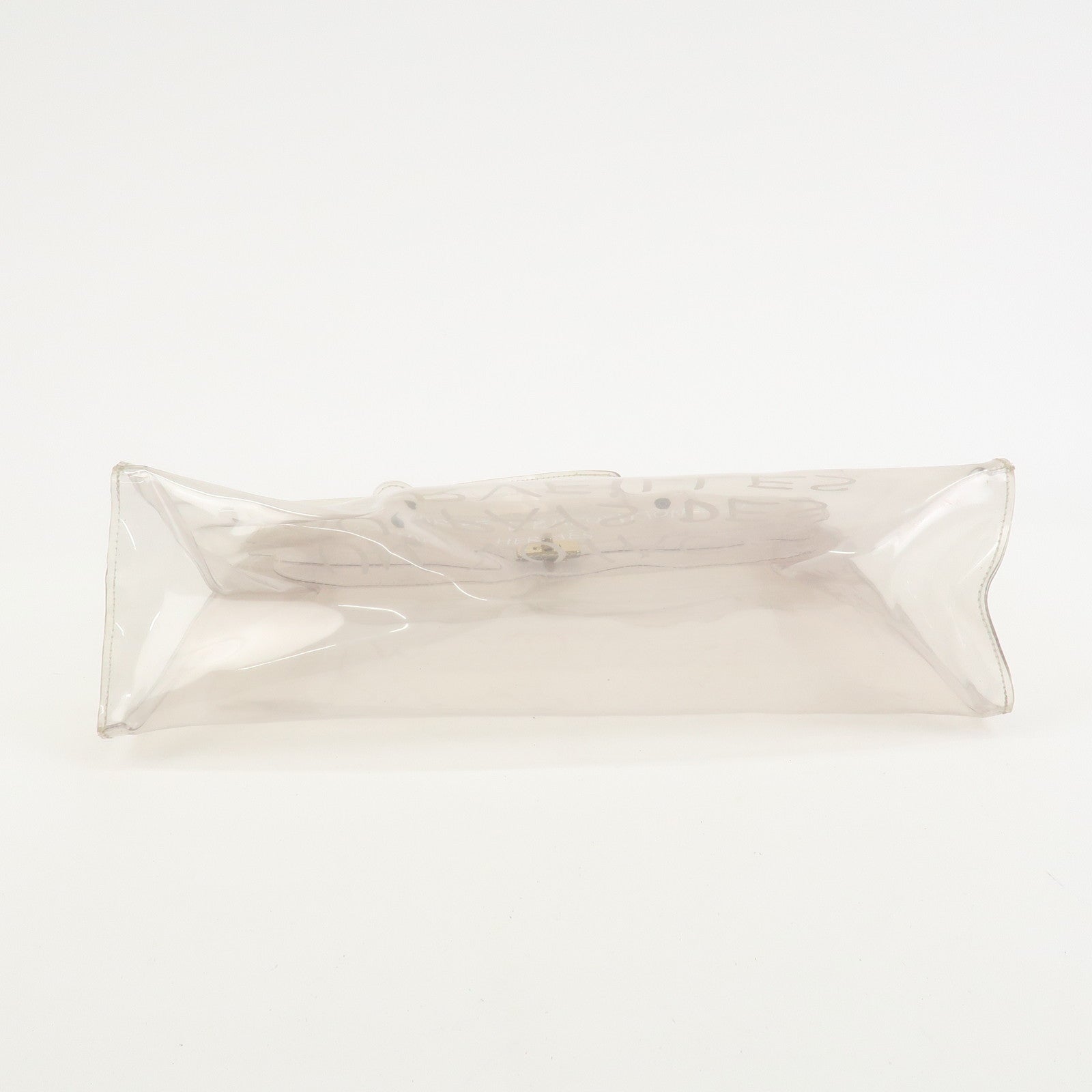 HERMES Vinyl Kelly Hand Bag Clear White Gold