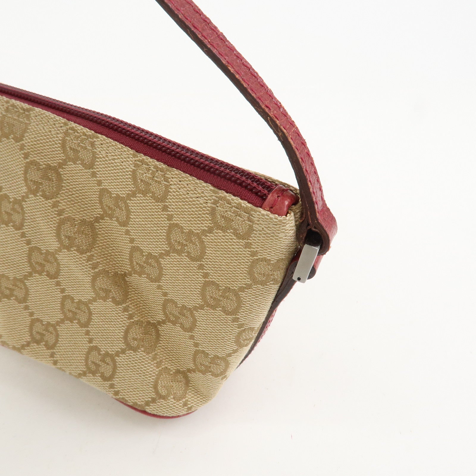 GUCCI Boat Bag GG Canvas Leather Shoulder Bag Beige Pink 07198