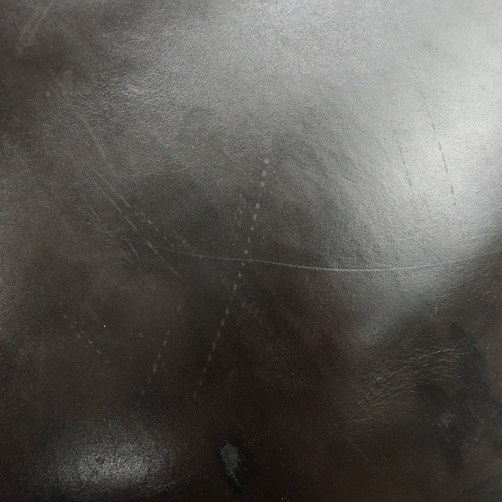 PRADA Logo Leather Tote Bag Shoulder Bag Dark Brown