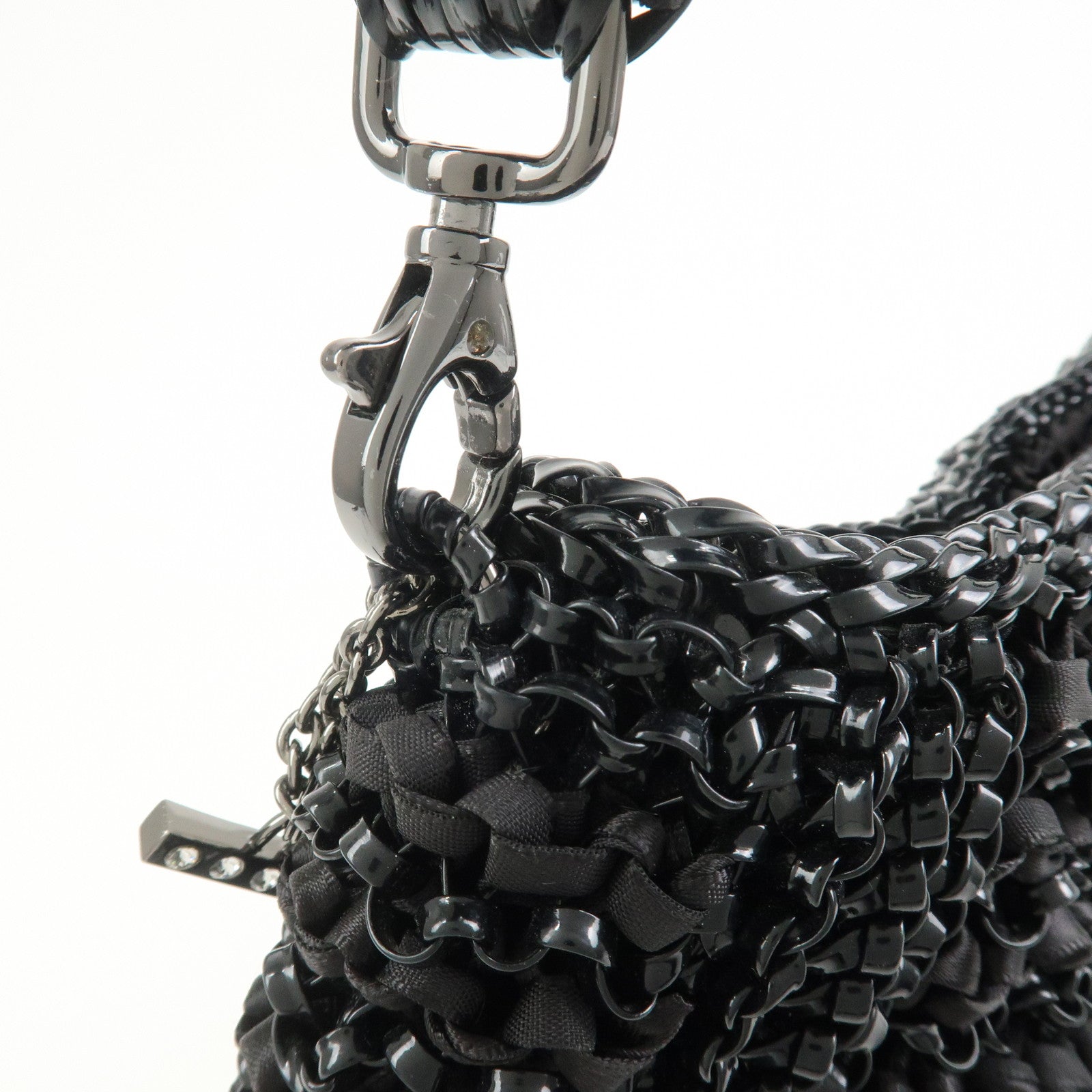 ANTEPRIMA Wire Bag PVC Satin Ribbon Shoulder Bag Hand Bag Black