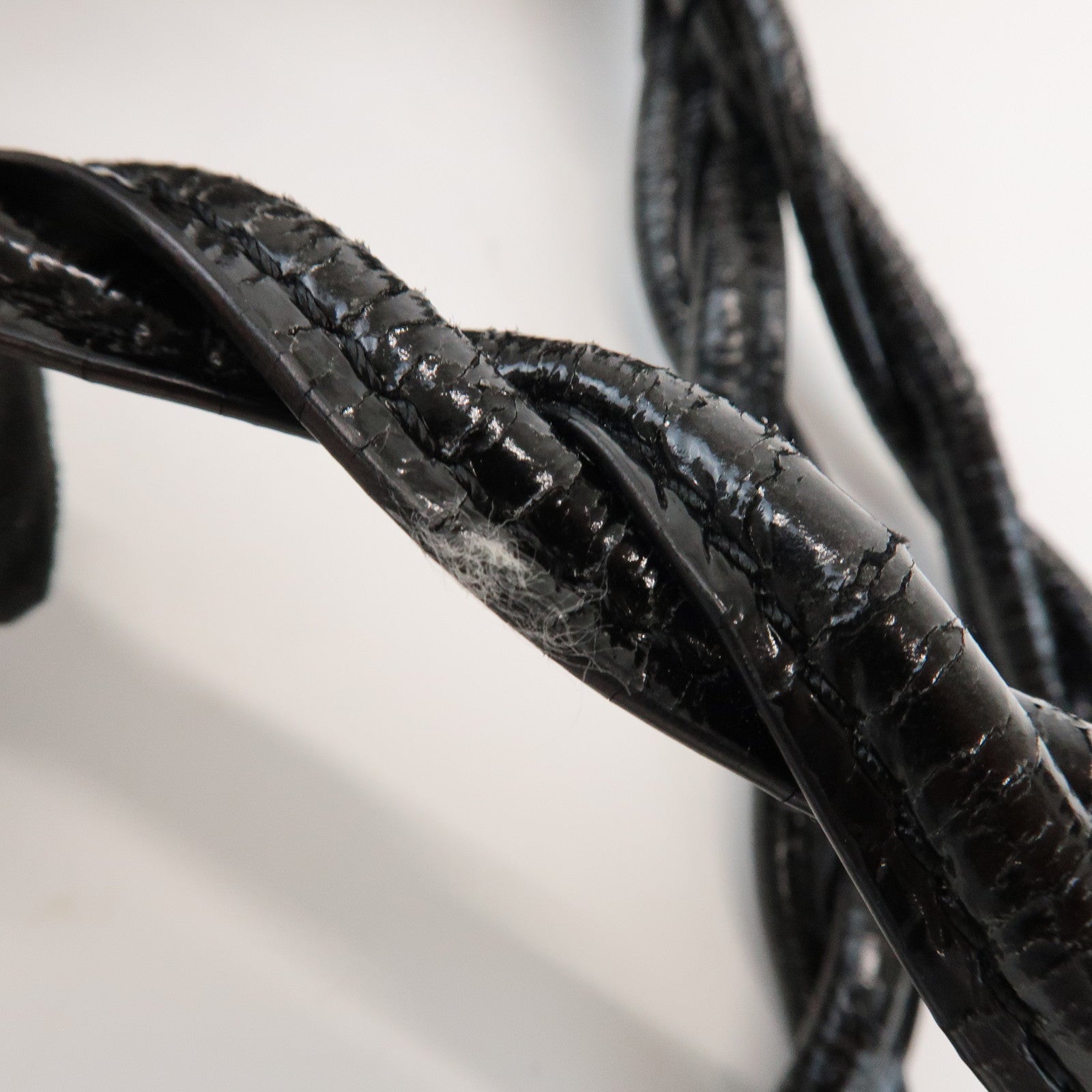 LOEWE Anagram Patent Leather Hand Bag Shoulder Bag Black Brown