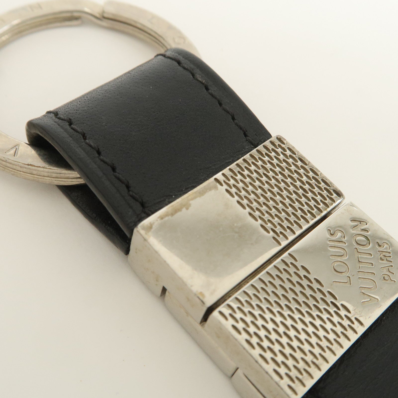 Louis Vuitton Damier Infini Metal Leather Bag Charm Black M66953