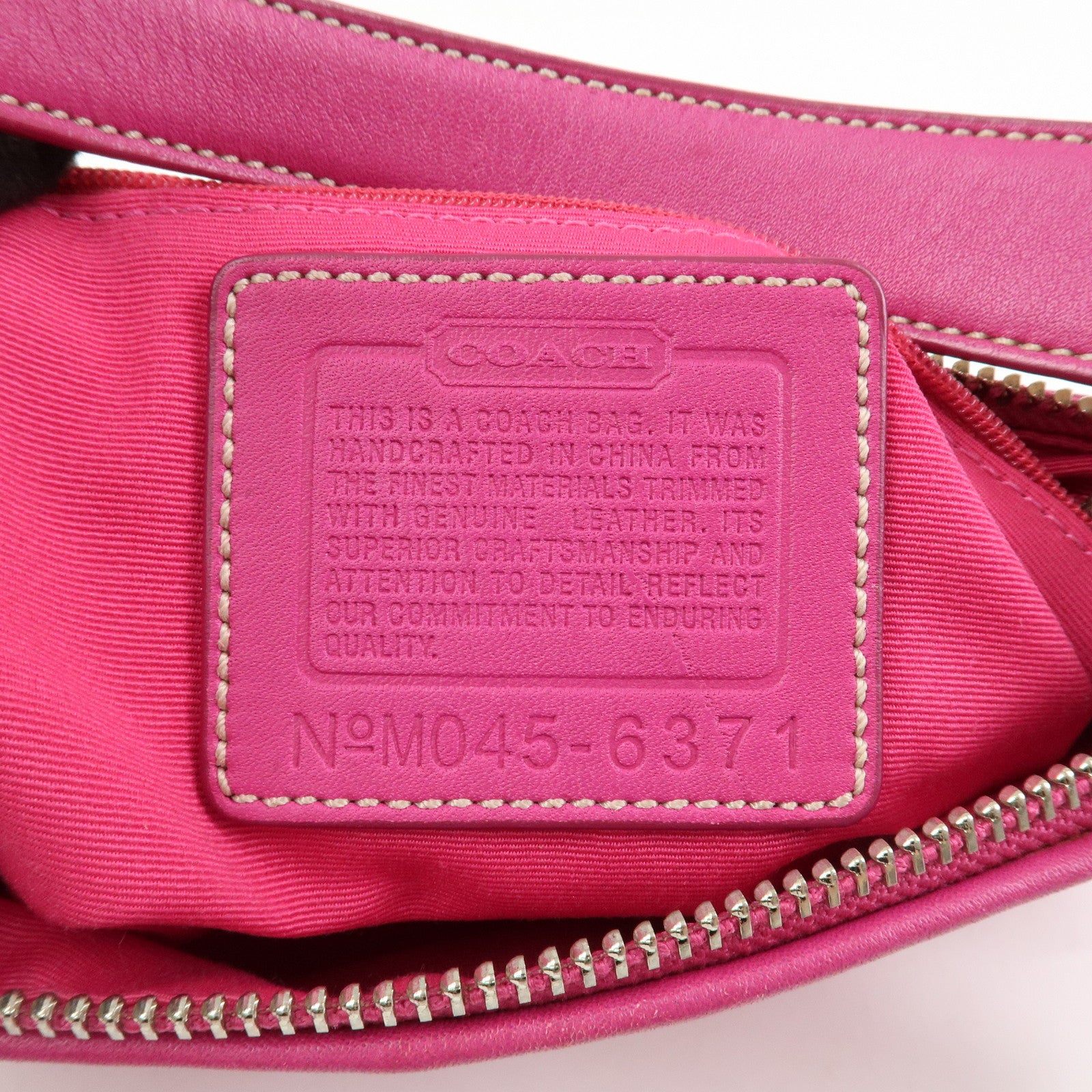 COACH Signature Logo Canvas Leather Shoulder Bag Hand Bag Pink