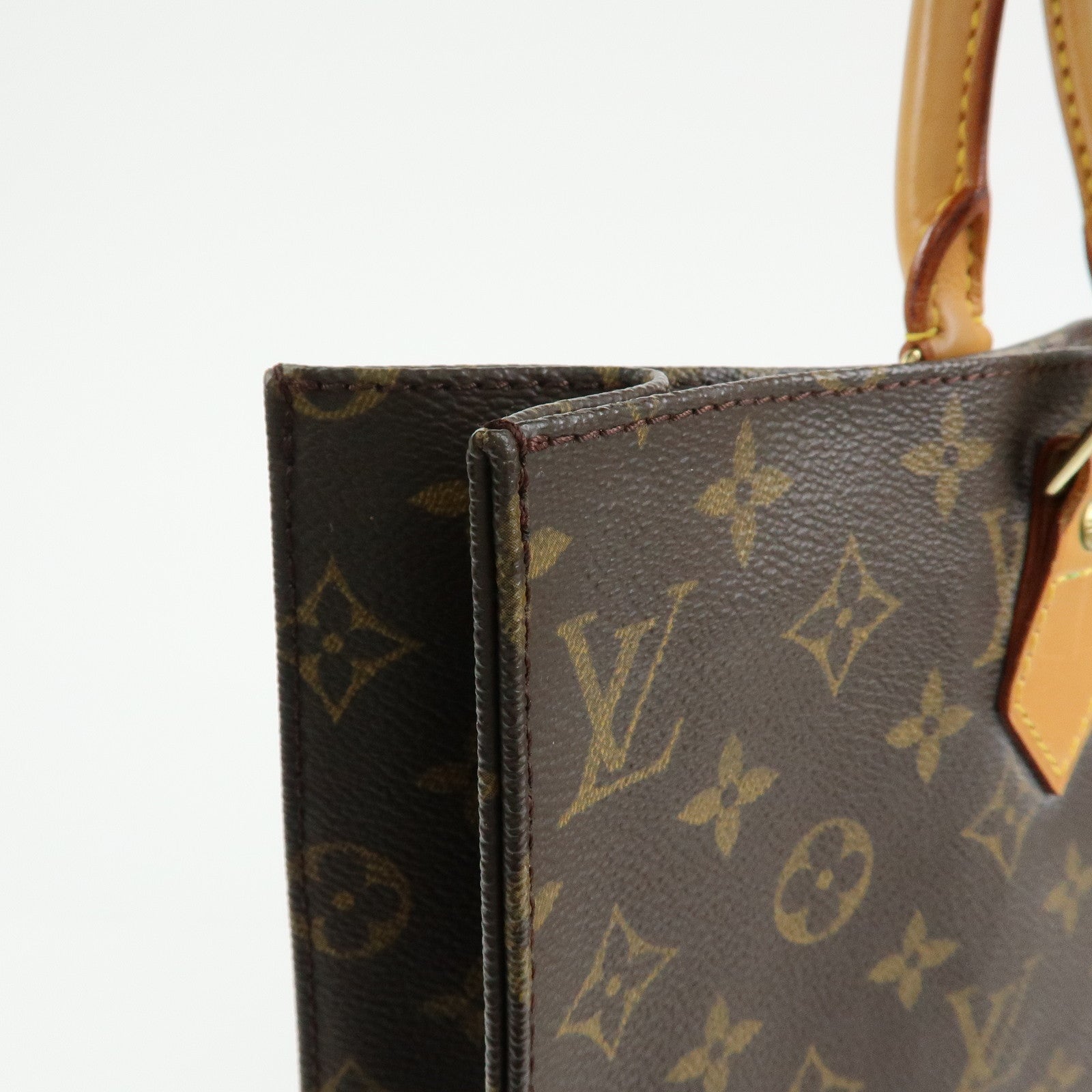 Louis Vuitton Monogram Sac Plat Tote Bag Hand Bag Brown M51140