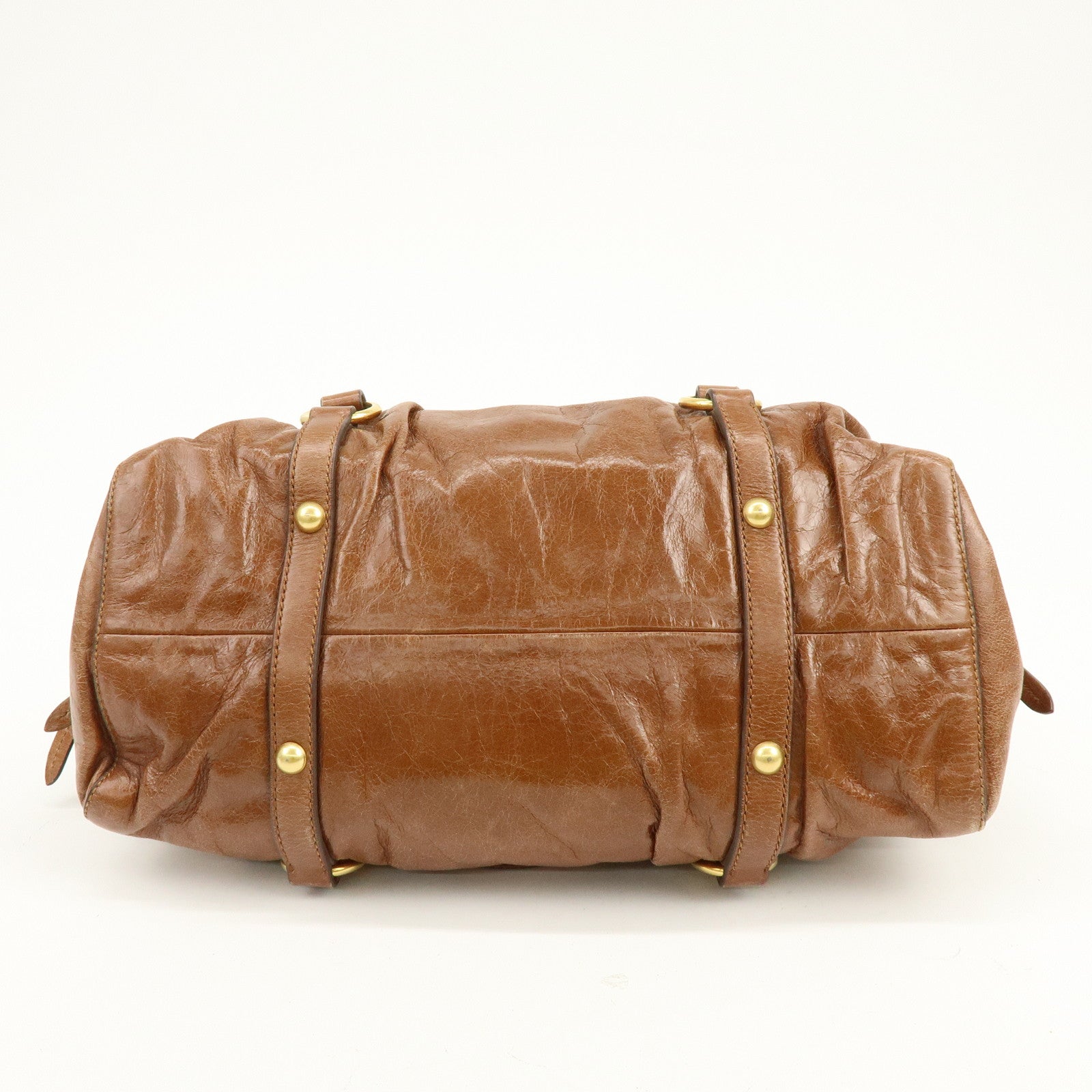 MIU MIU Leather 2Way Bag Hand Bag Shoulder Bag Brown RT0383