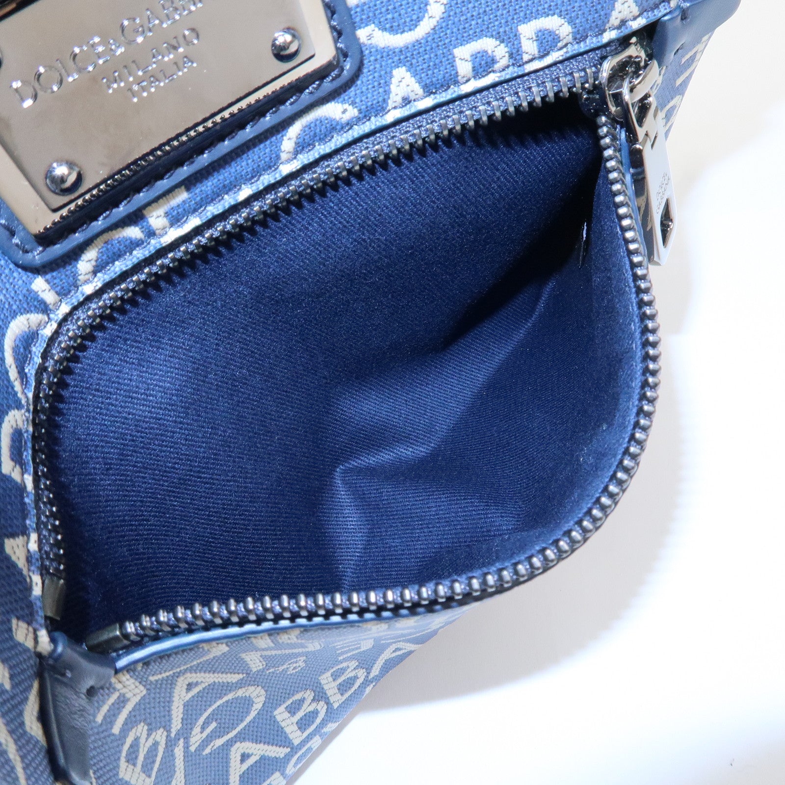 Dolce&Gabbana Canvas PVC Leather Shoulder Bag Navy