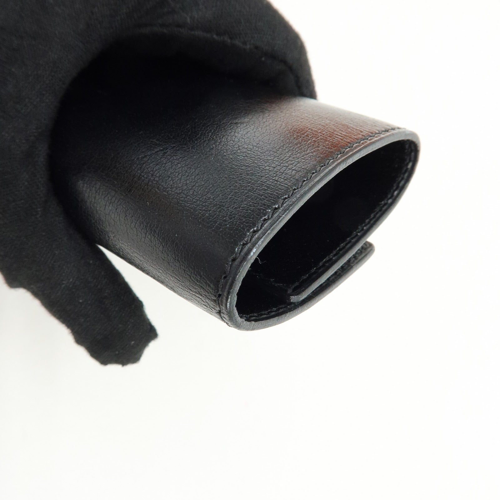 HERMES Serie Etui Cle 4 Box Calf Leather F Stamped Key Case Black