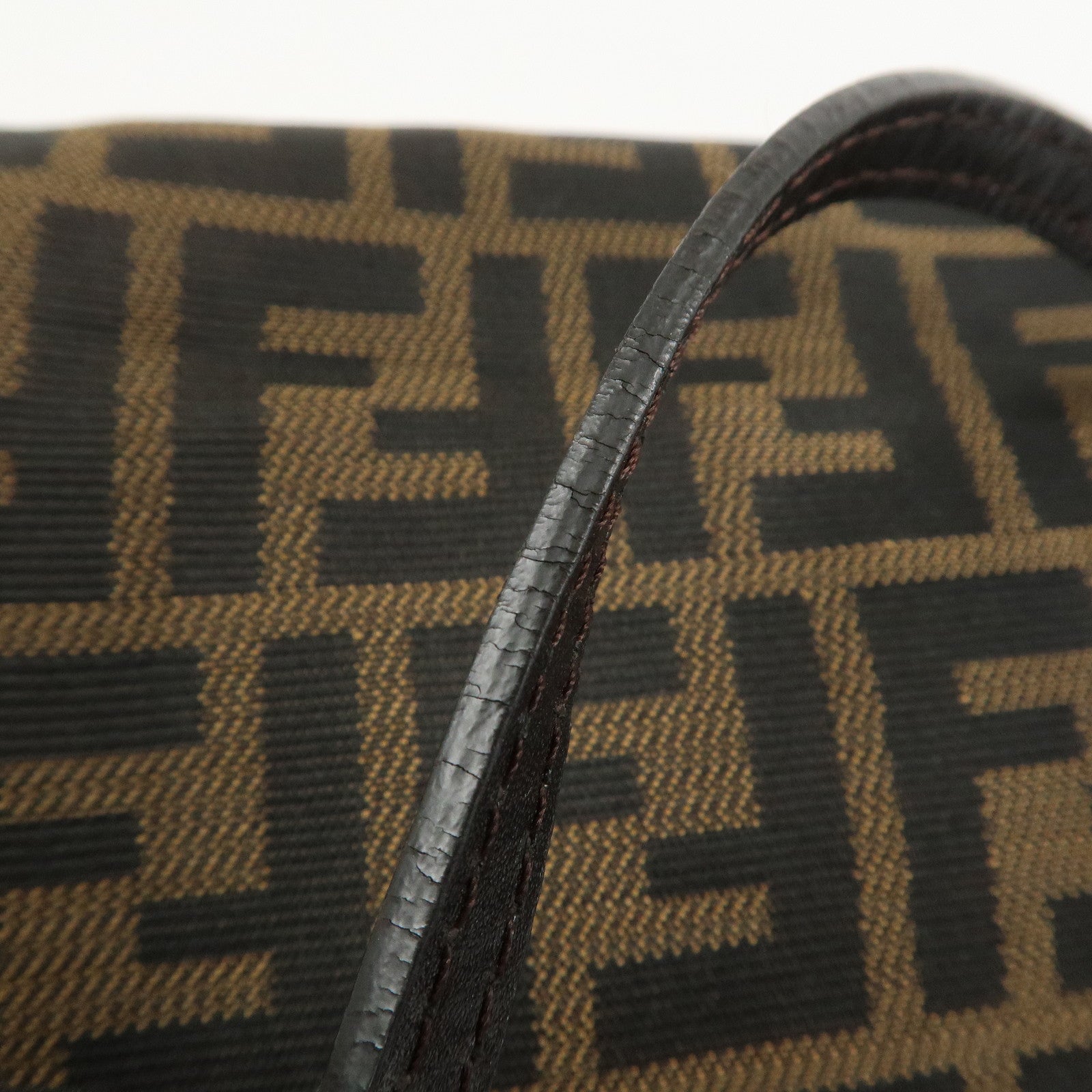 FENDI Zucca Canvas Leather Hand Bag Tote Bag Brown 8BH072