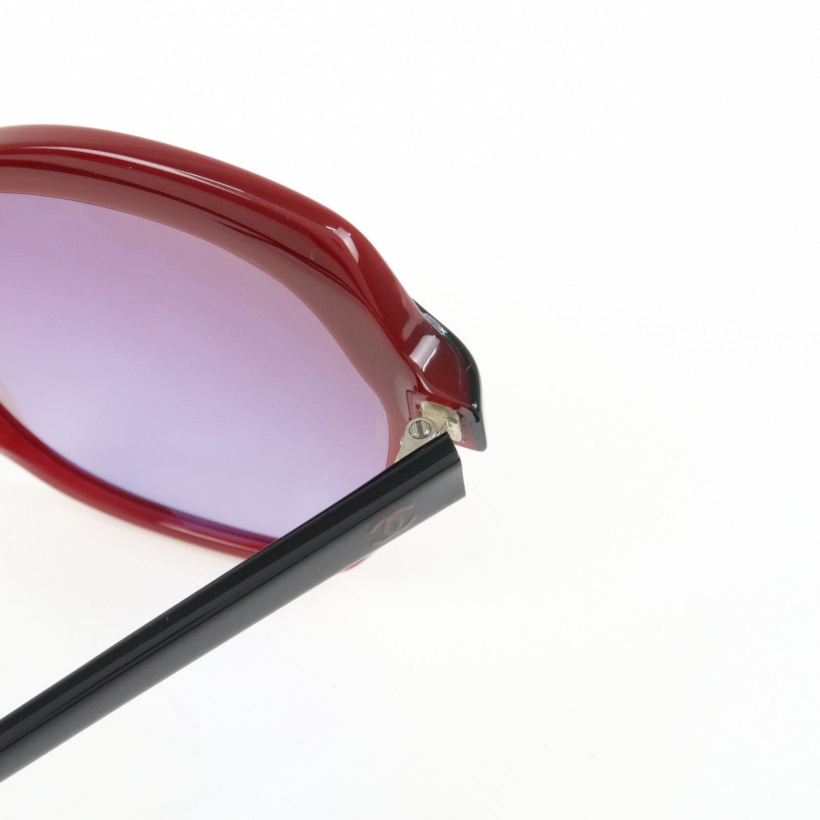 CHANEL COCO Mark Plastic Sunglasses Bordeaux Black 5228 60□17