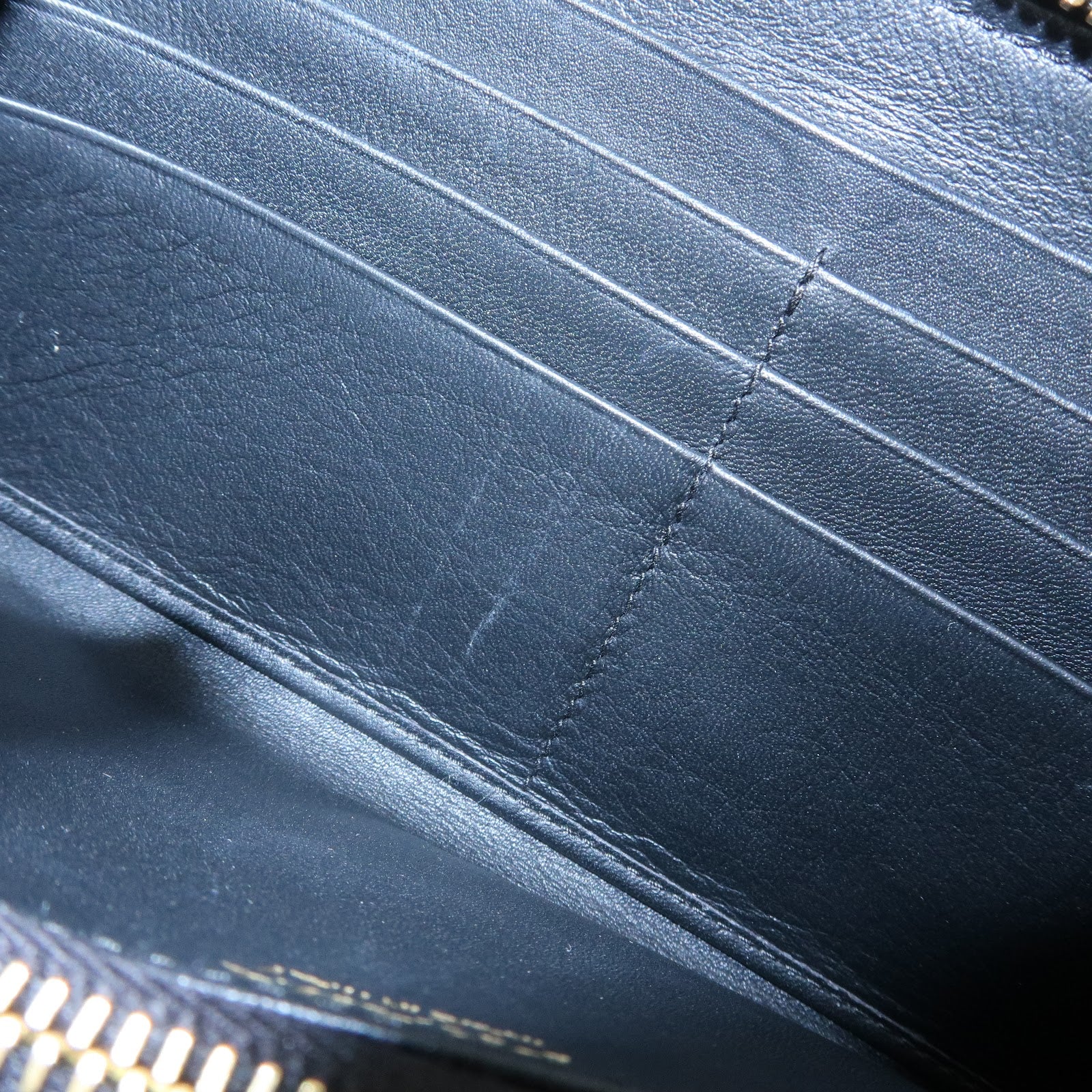 PRADA Triangle Logo Studs Leather Round Zippy Long Wallet Black