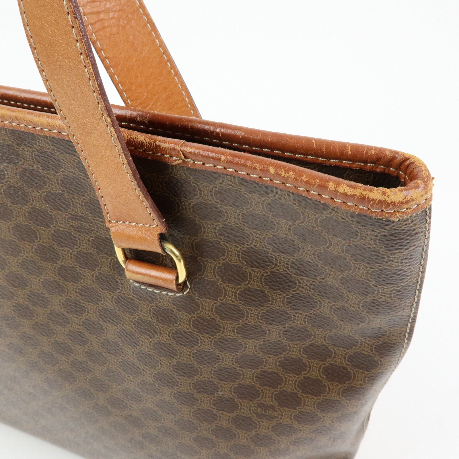 CELINE Macadam PVC Leather Tote Bag Shoulder Bag Brown